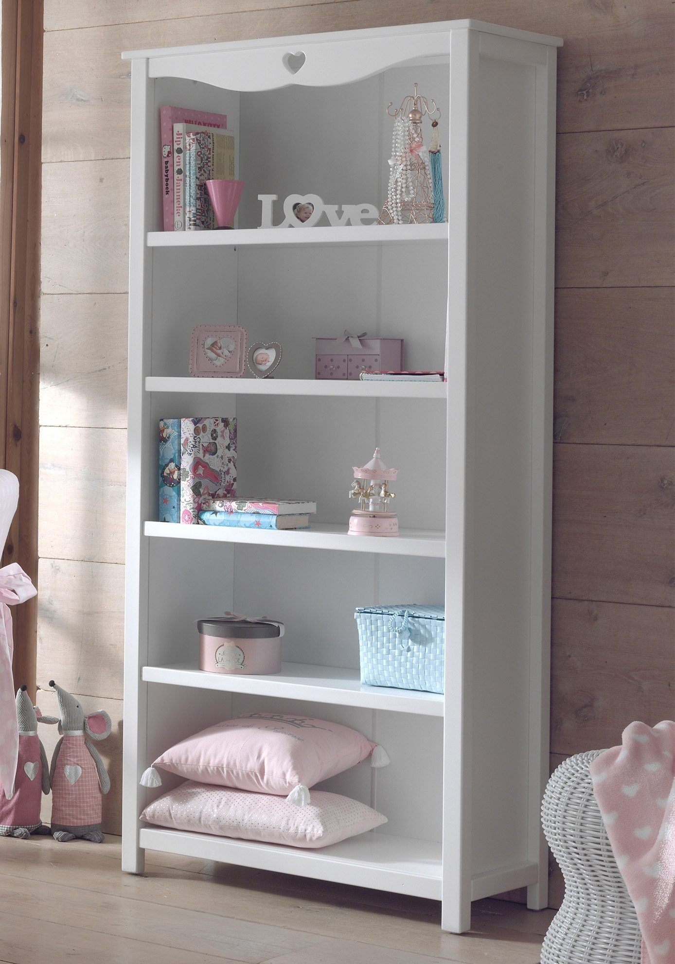 Vipack Kinderregal Amori, mit 5 geräumigen Fächern, 4 feste Böden, bietet viel Stauraum im Zimmer, weiß lackiert. Reduzierter Preis € 619,99. Unverbindliche Preisempfehlung € 853,00