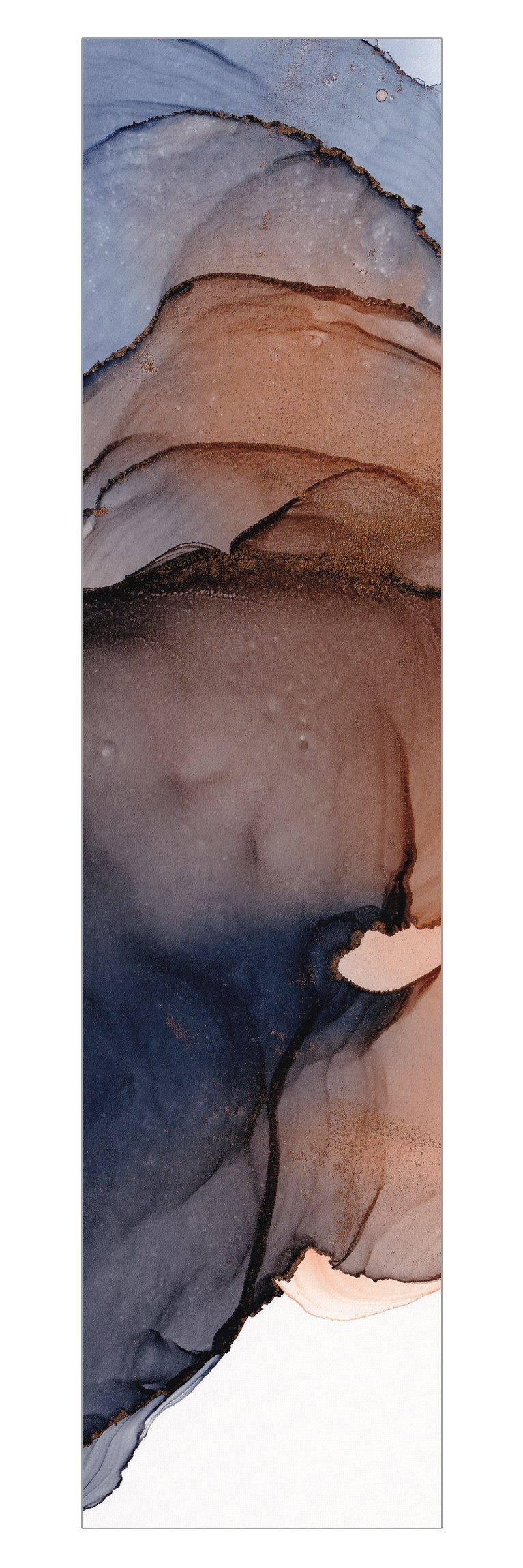 Bilderdepot24 Schiebegardine Flächenvorhang blickdicht Ozeantropfen Blau-Orange Gold (1 St), halbtransparent, Wohnzimmer große Flächengardine lichtdurchlässig für Klemm-System