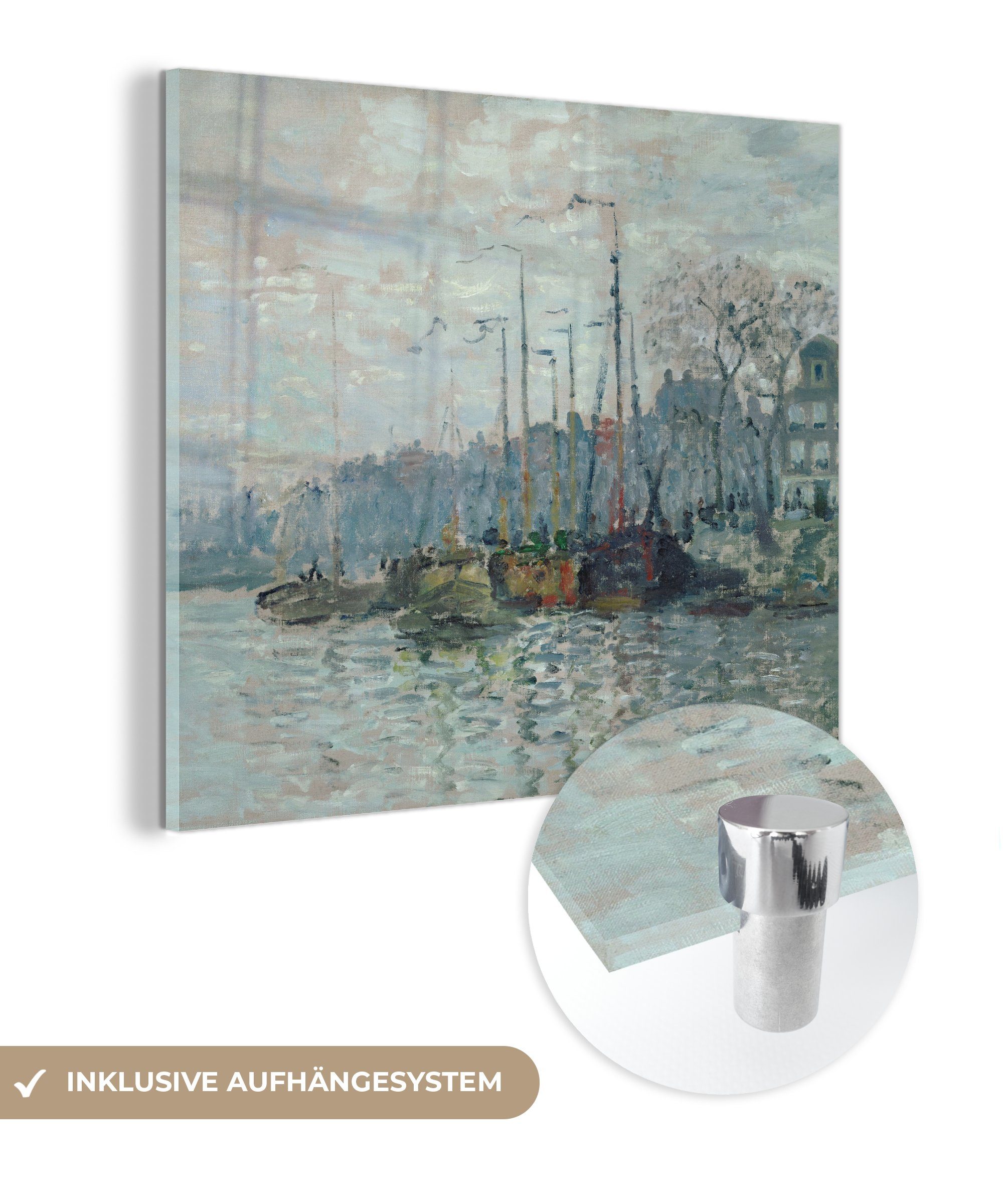 Foto - Acrylglasbild - St), Wandbild - Glas Glas auf Zaandam Monet, Claude der Wanddekoration Glasbilder - auf Deich MuchoWow Bilder (1