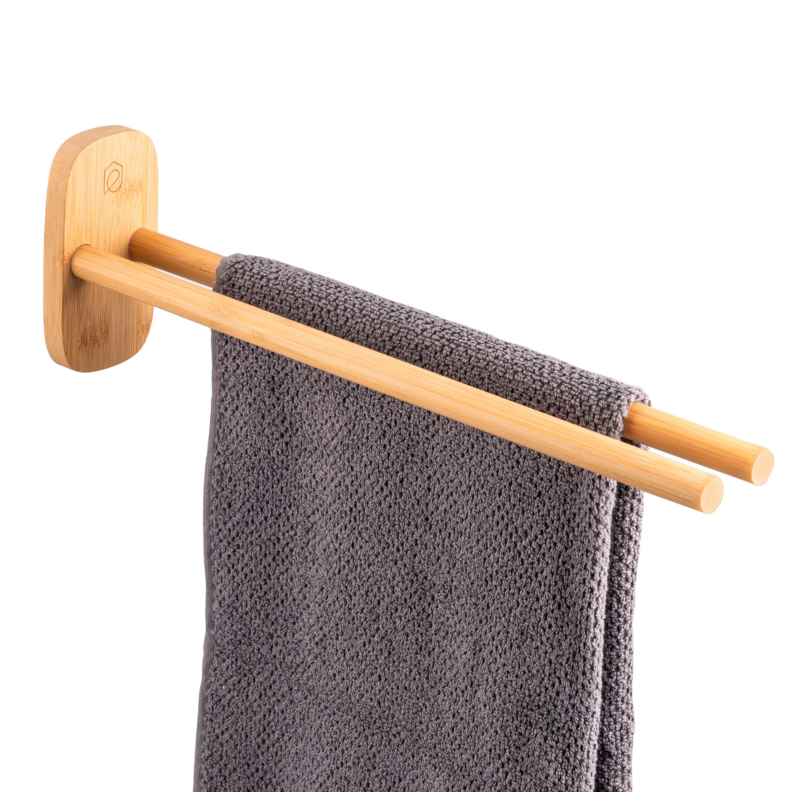 eluno Doppelhandtuchhalter Handtuchstange aus Bambus, 2-armig, günstig online kaufen