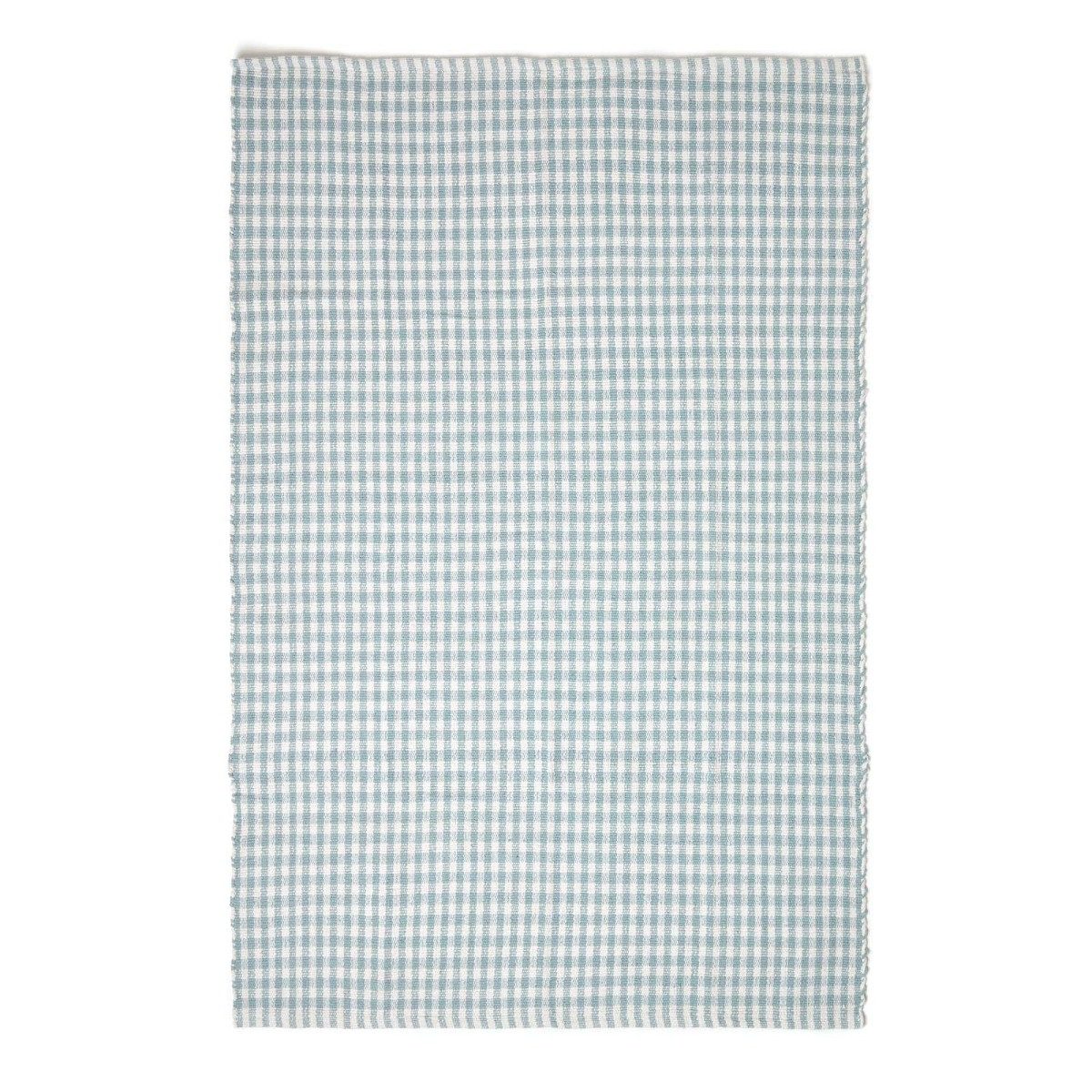 Homescapes Teppich Webteppich blau-weiß kariert – Baumwollteppich Vichy-Kar günstig online kaufen
