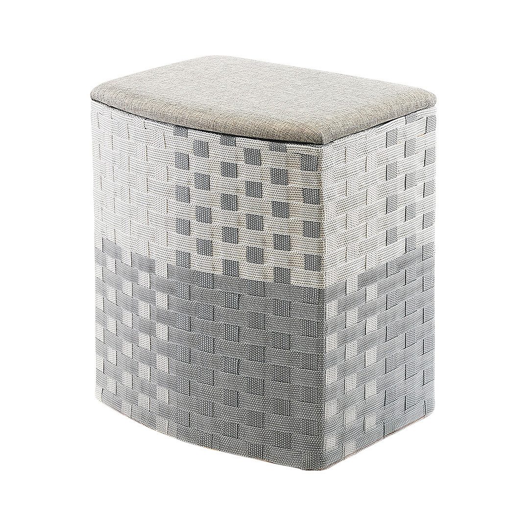 Kobolo Wäschekorb Wäschebehälter - Nylon - weiß-grau - 44x32x52cm (mit Deck günstig online kaufen