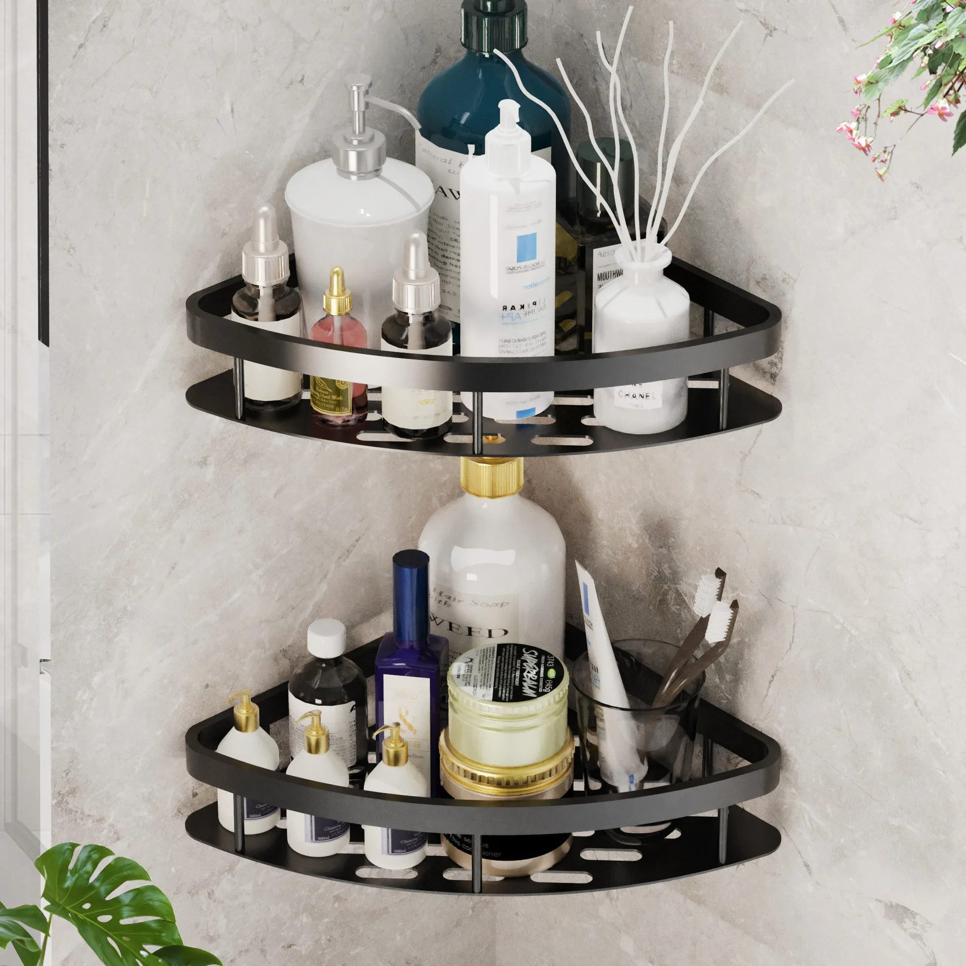 Athlix Duschregal 2 Stk. Duschablage Duschregal ohne Bohren Badezimmer Organizer – Bild 3 von 5