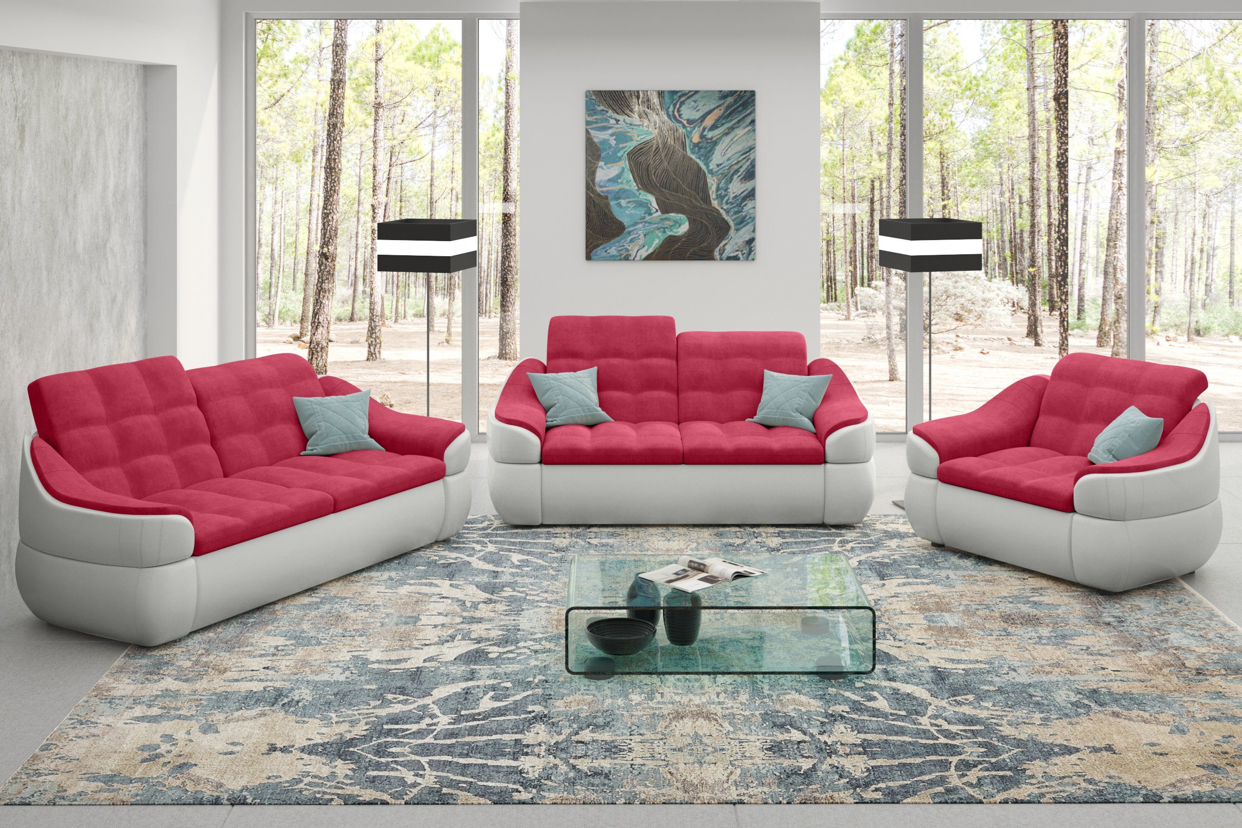 (3-tlg), Sofa 2-Sitzer aus in Design, Polstergarnitur Modern Stylefy bestehend Sofa, und 2,5-Sitzer Alisa, (Set Europa made Sessel,