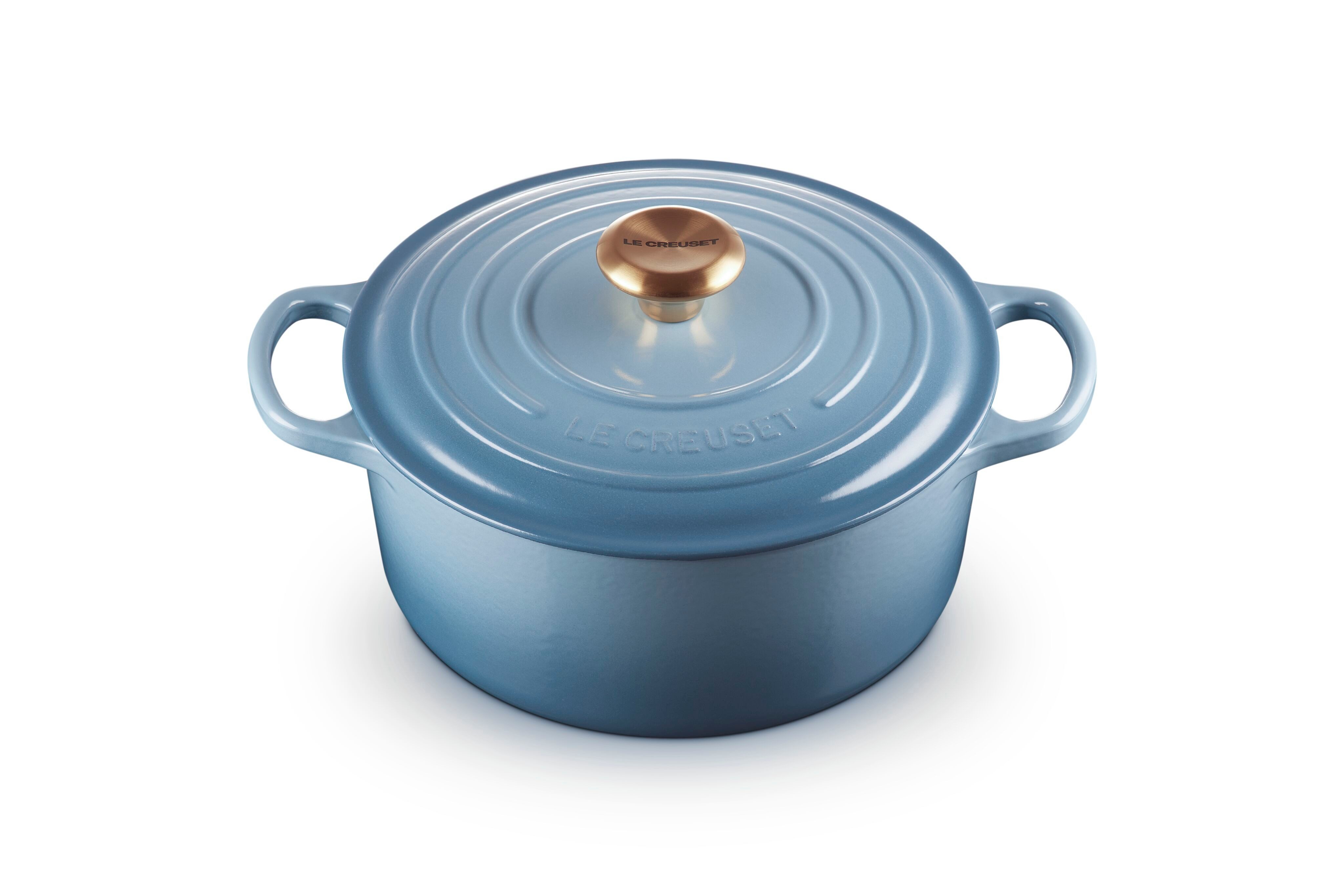 LE CREUSET Bräter Signature Gusseisen-Bräter, Gusseisen, Rund, Ø 24 cm, 3,5 l, 4,31 kg, Chambray, 21177244344441