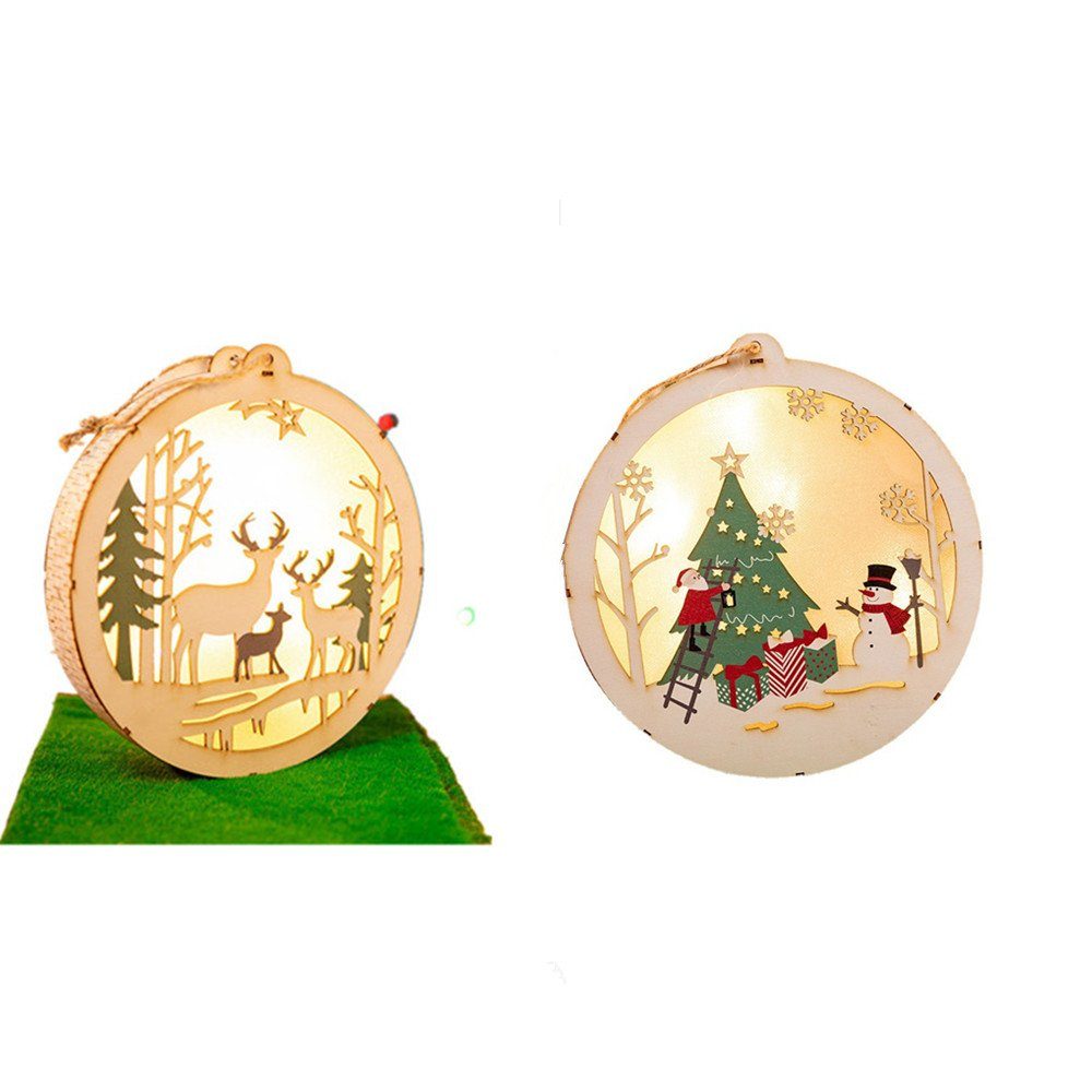 autolock Weihnachtsstadt 2/3 Stück LED Deko Holz Weihnachts-Deko,Holz Beleuchtet,Weihnachten, Ornamente, Deko lampe,Weihnachtsbaum Weihnachtsdekoration