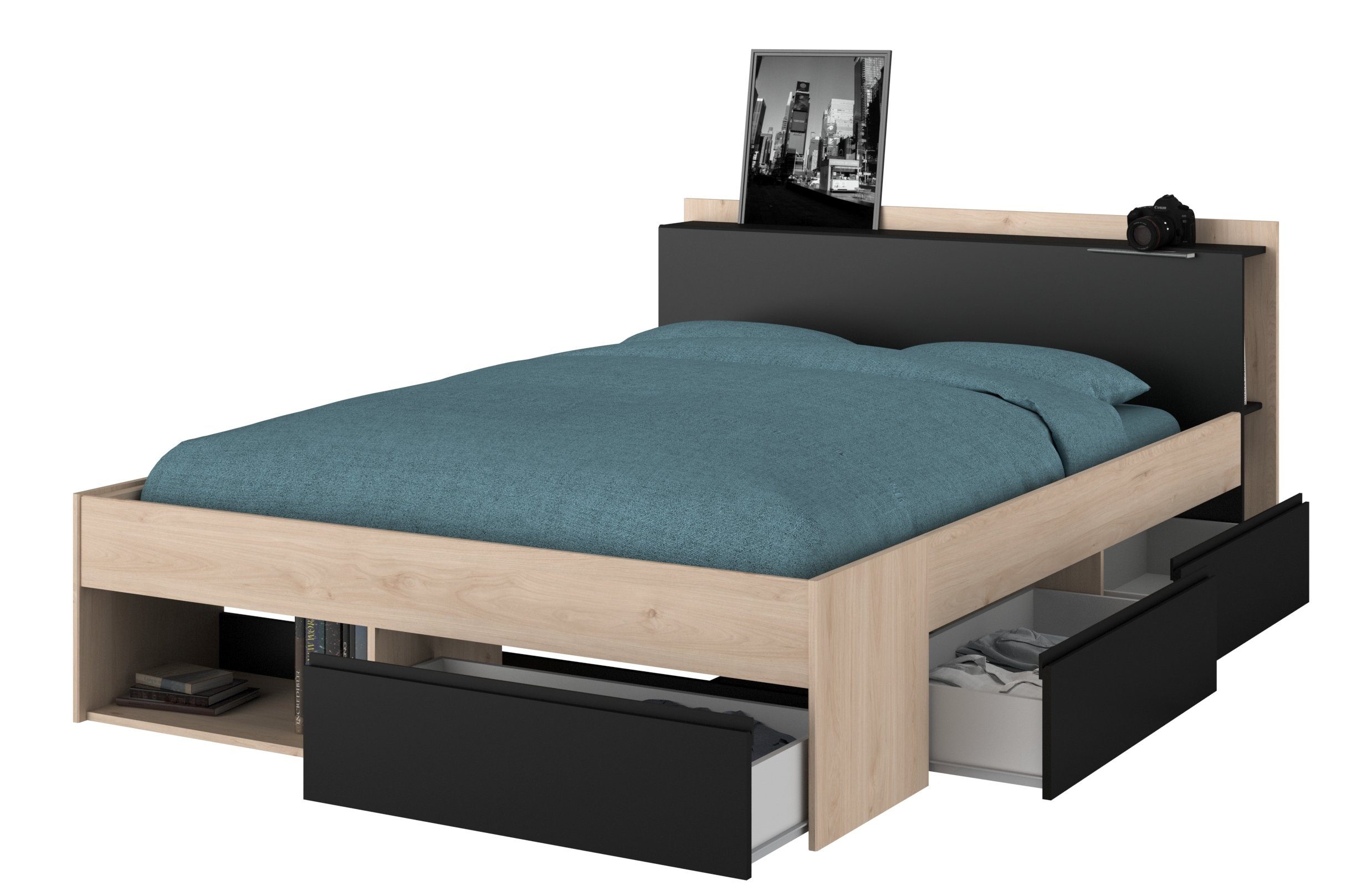 Parisot Bett Parisot Most 8 Jugendzimmer Schubkastenbett Stauraumbett Eiche 160x200
