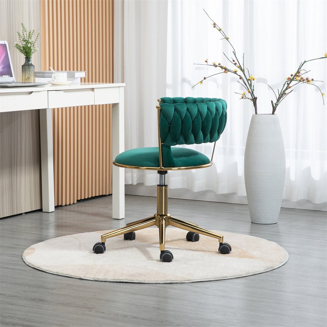 DÖRÖY Drehstuhl Home Office Chair,Kosmetikstuhl,Verstellbarer Computerstuhl,grün