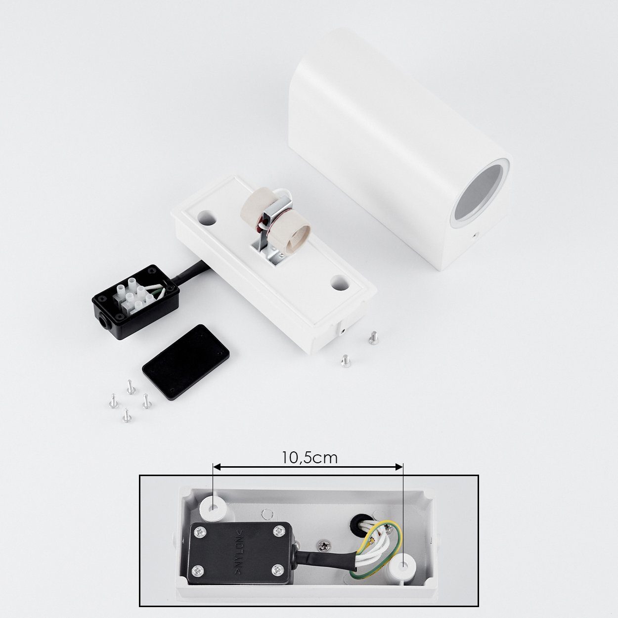 aus »Tabiano« Außen-Wandleuchte Leuchtmittel, Up&Down-Effekt, Außenleuchte Weiß/Klar, Metall/Glas hofstein in IP44 mit ohne GU10,