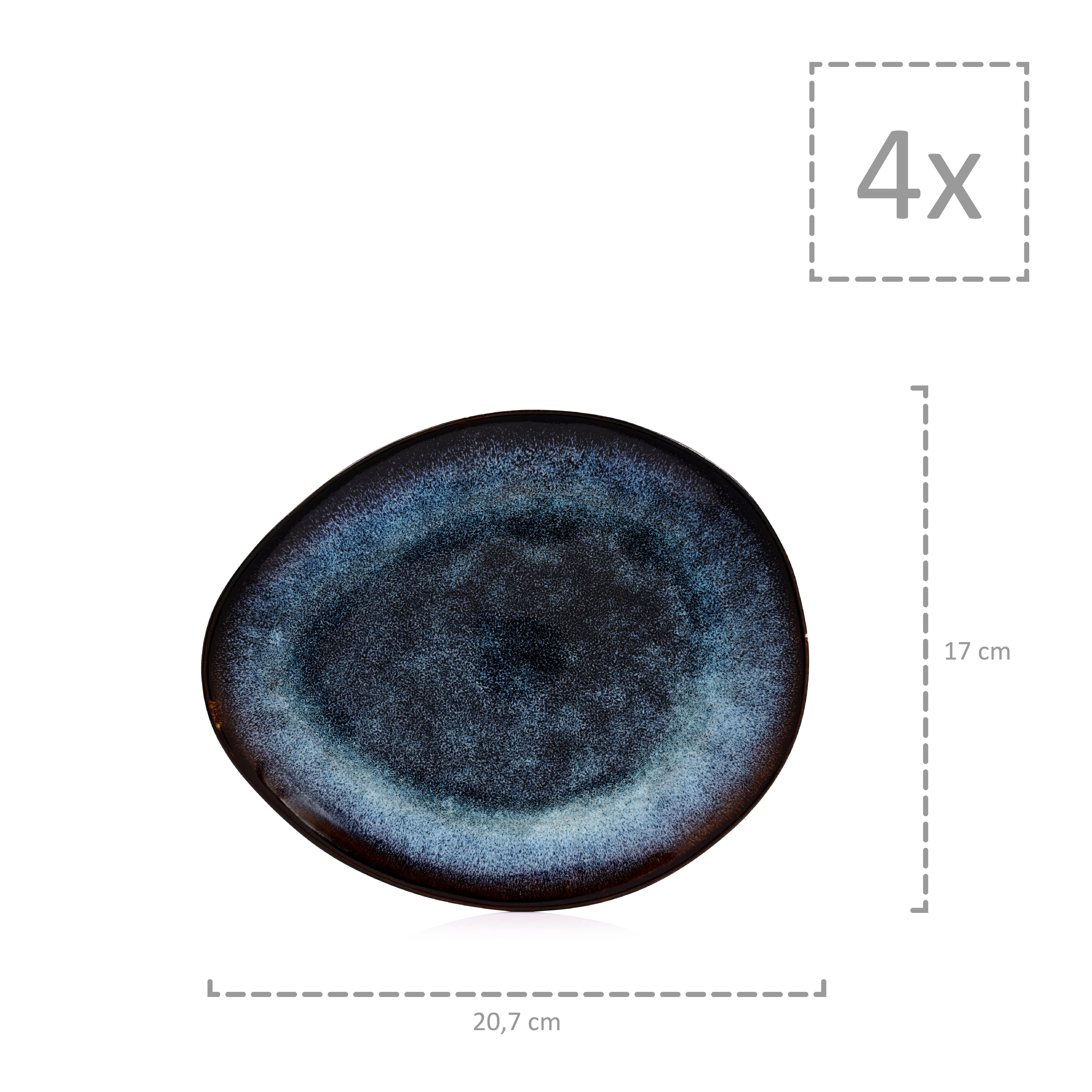 SÄNGER Kaffeeservice Tokio Kaffeetassen Set (12-tlg), 4 Personen, Steingut, Blau Schwarz, Handmade, Premium Collection