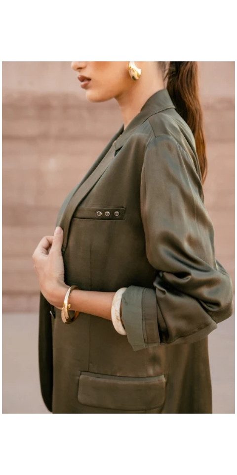 Freeman T. Porter Jerseyblazer Maria Steppin Blazer - Blazer Damen grün - satinierter Blazer oversize