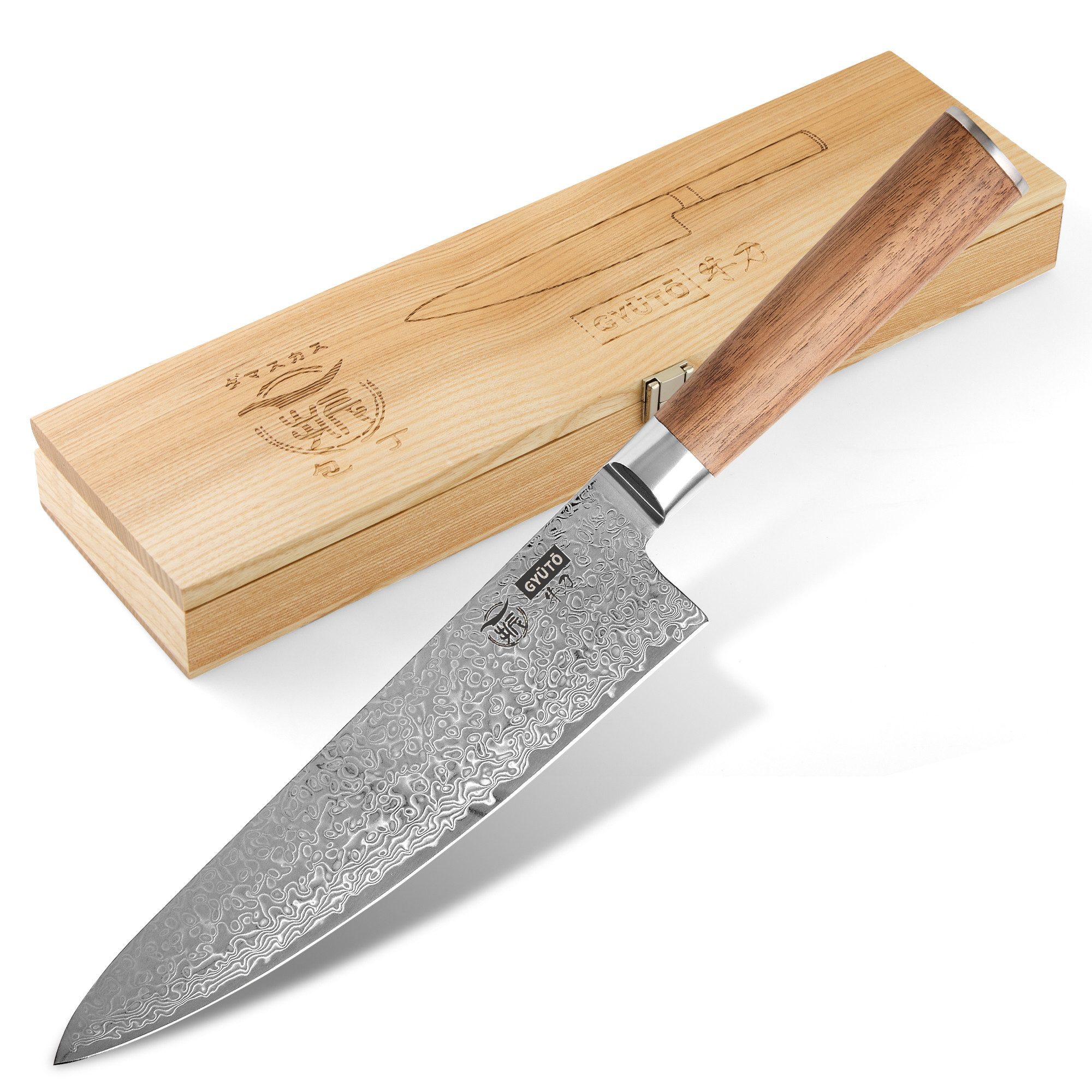 HITOFURI® Damastmesser HITOFURI® GYUTO Damaskusmesser Universalmesser Premium Messer 73 Lagen, inkl. einer edlen Holzbox, Messerscheide, Pflegetuch sowie Pflegeöl