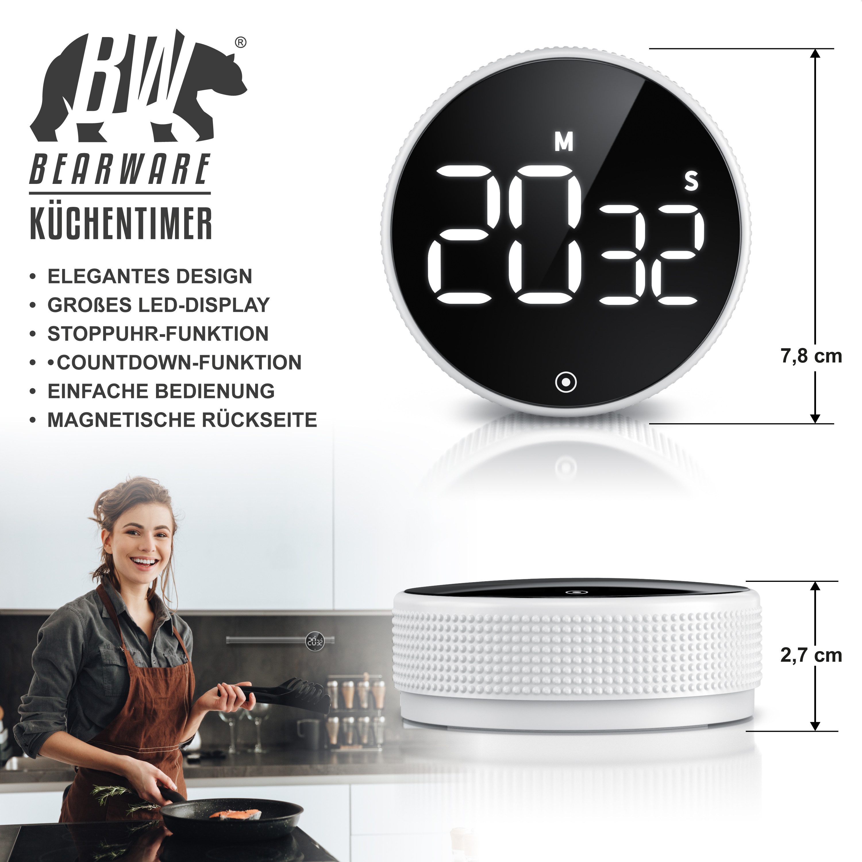 BEARWARE Küchentimer Digital, Küchenwecker Eieruhr, LED Display, Countdown, günstig online kaufen