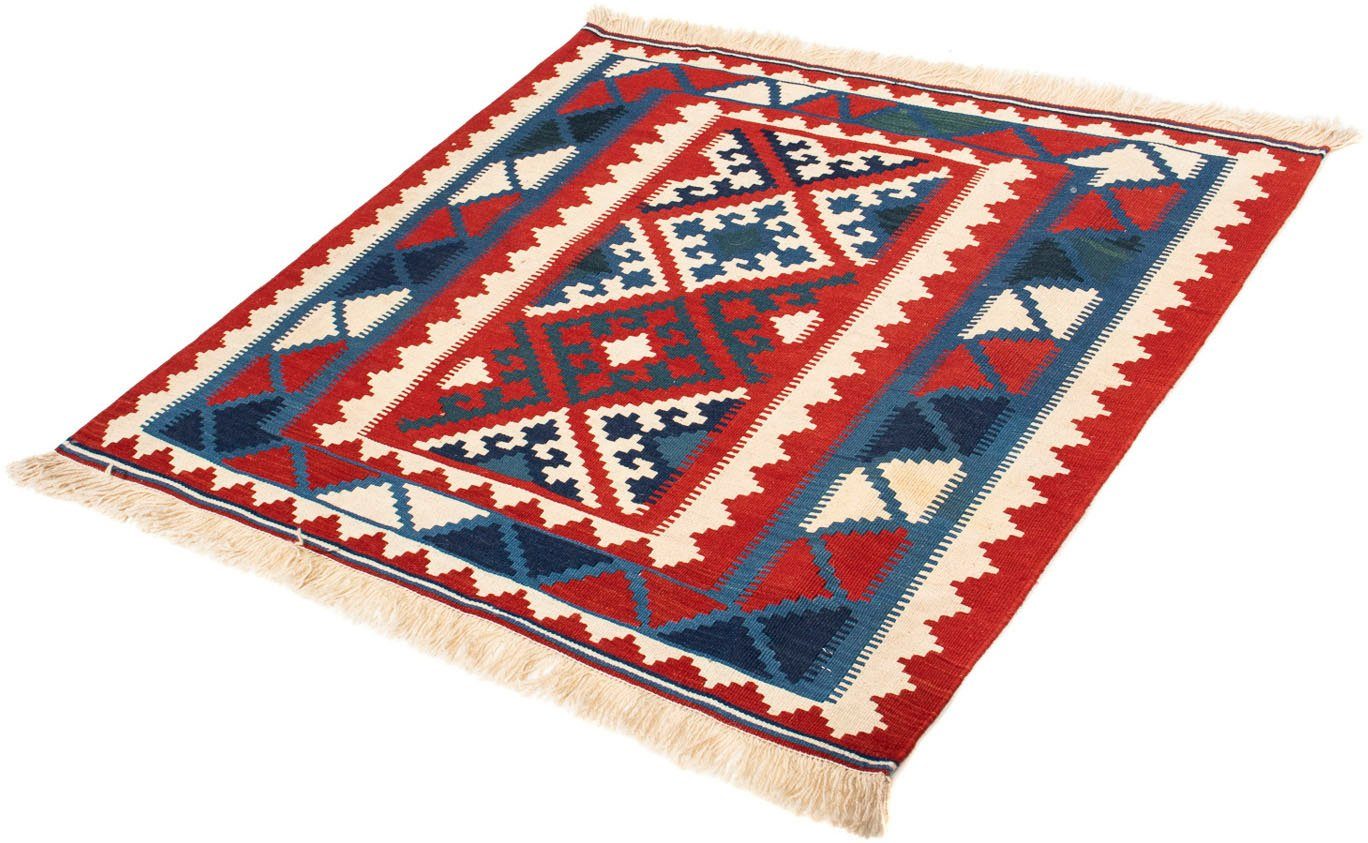 Wollteppich Kelim - Oriental quadratisch - 102 x 102 cm - rot, morgenland, quadratisch, Höhe: 6 mm, Wohnzimmer, Einzelstück