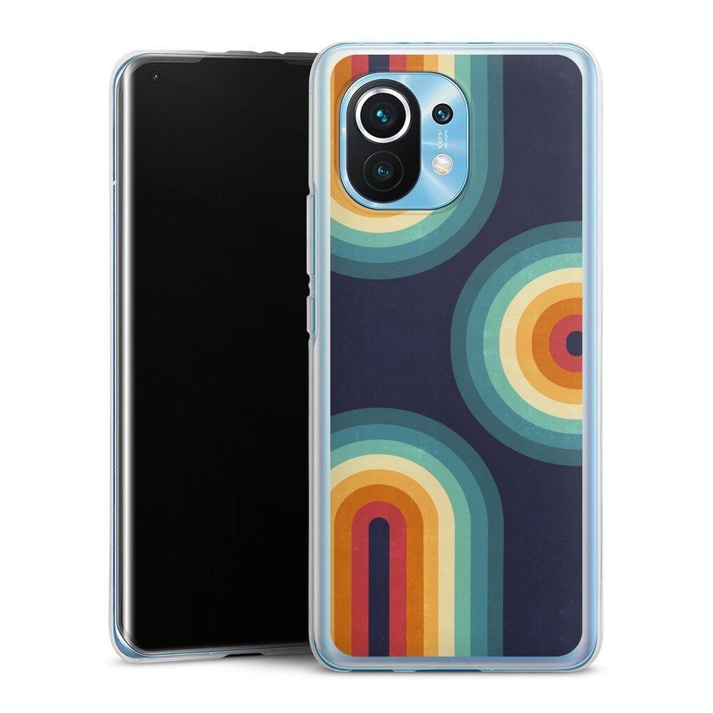 Handyhülle Retro bunt Regenbogen Double Rainbow on Blue