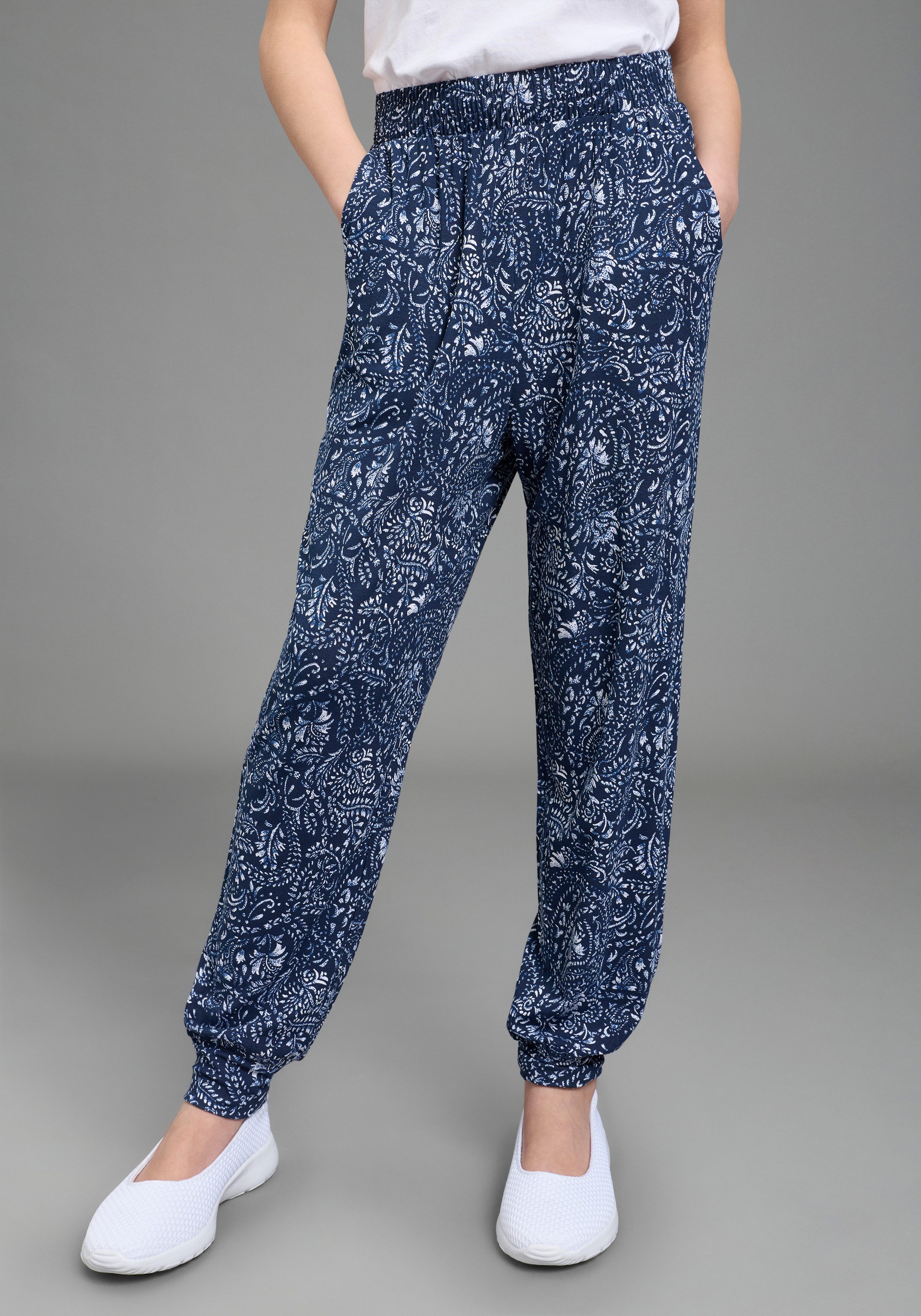 KIDSWORLD Jerseyhose Viskose Haremshose für Mädchen, bequeme Passform, aus weichem Single Jersey