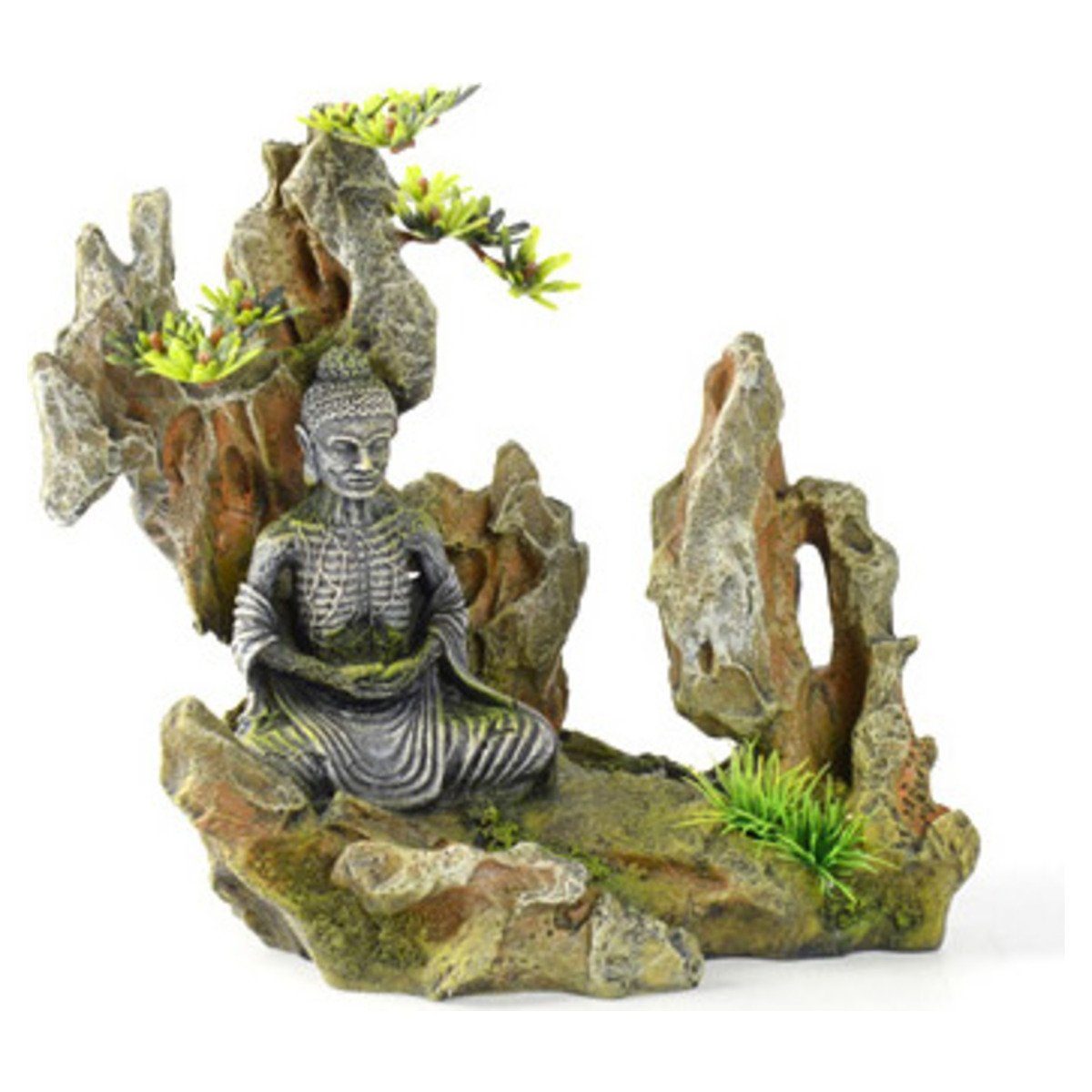 Aquariendeko Aquariumdekoration Buddha auf einem Felsen