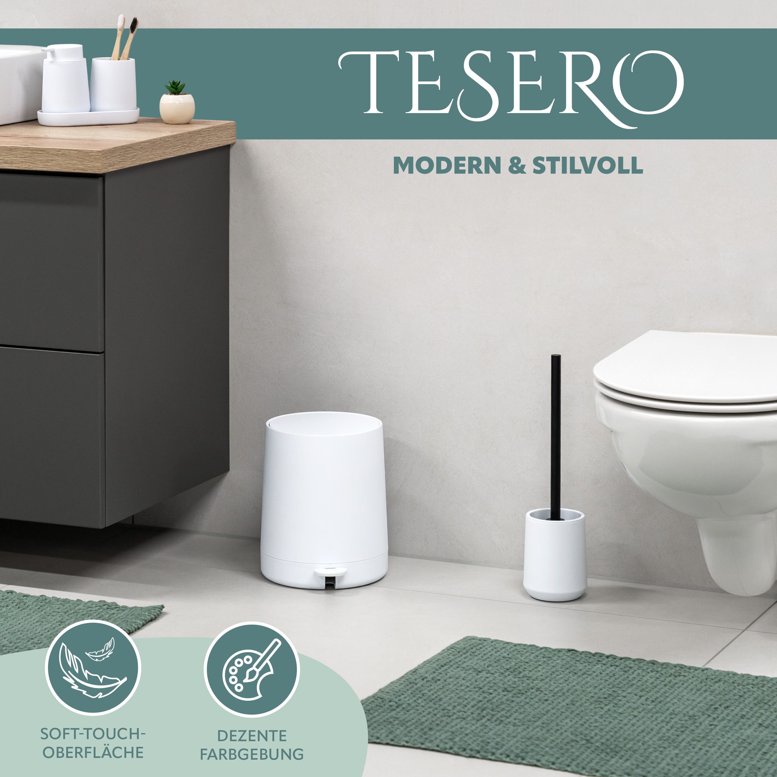 eluno WC-Garnitur WC-Bürste inkl. 1x Ersatzbürstenkopf, Kunststoff, (1-tlg) günstig online kaufen