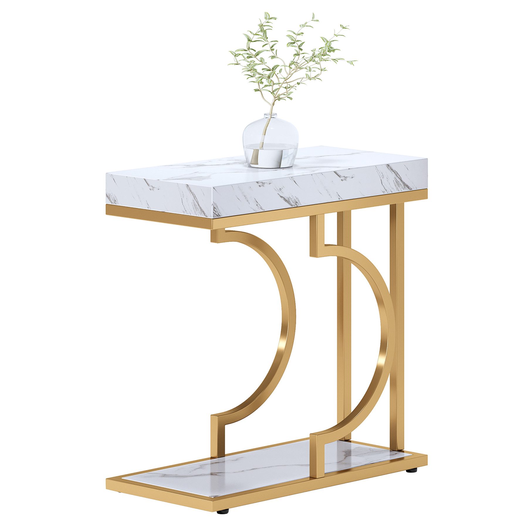 Tribesigns Beistelltisch Schmaler Beistelltisch Weiß Gold Beistelltisch C-f günstig online kaufen