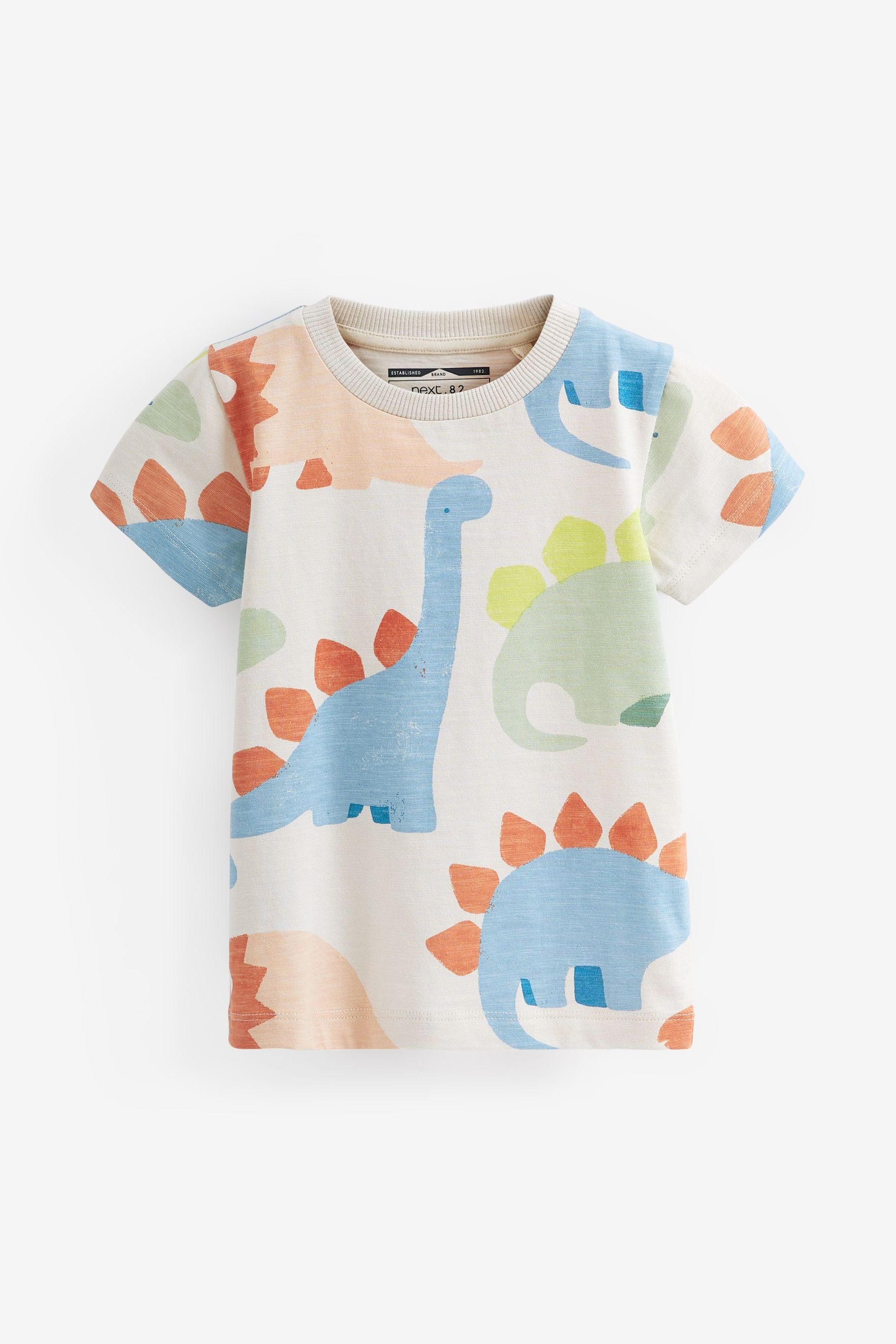 mit 3er-Pack T-Shirts (3-tlg) Dinosaur T-Shirt Figurenmotiv, Blue/Orange Next Kurzärmelige