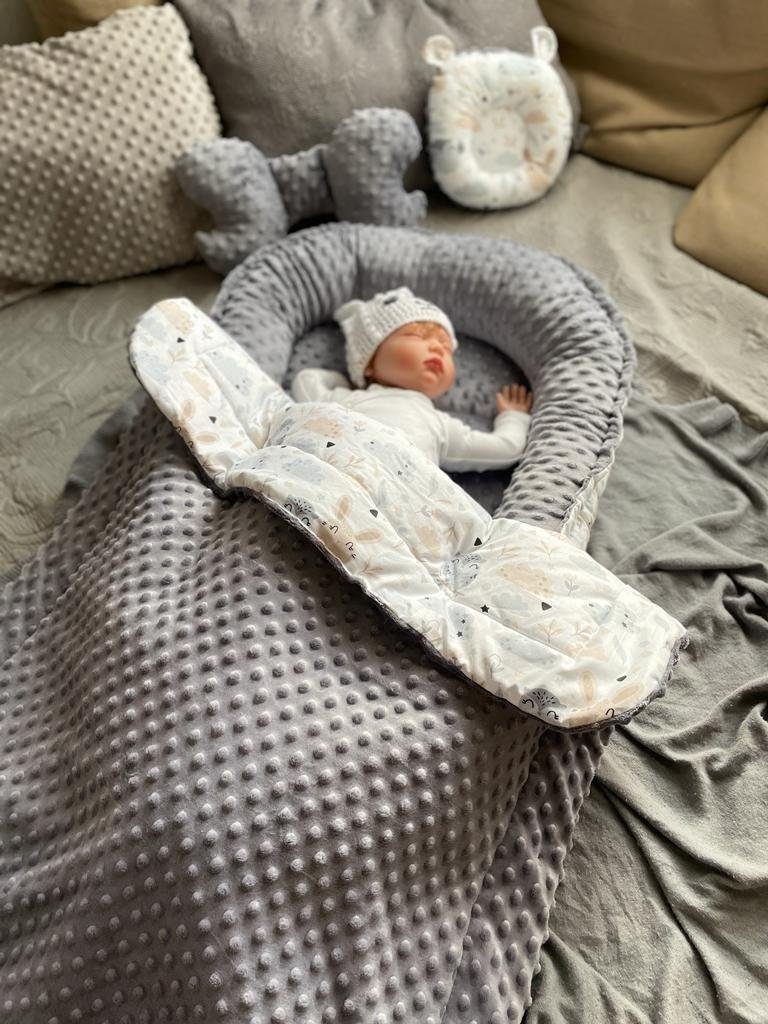 Bettnestchen MINKY/ Baumwolle BABYNEST Babykokon Geschenk Babyausstattung SETS