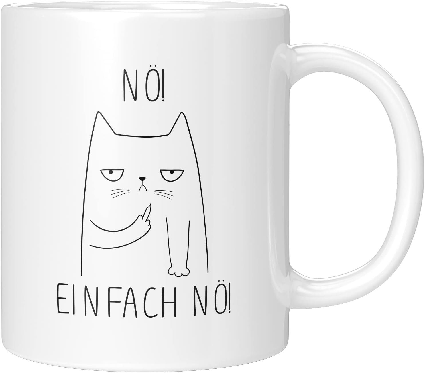 TassenTicker Tasse TASSENTICKER - Nö einfach Nö - Tasse für die Arbeit - Freche Katze, 330ml Weiss