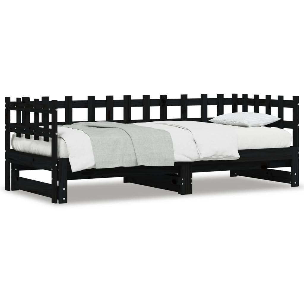 vidaXL Bett Tagesbett Ausziehbar Schwarz 2x(80x200) günstig online kaufen