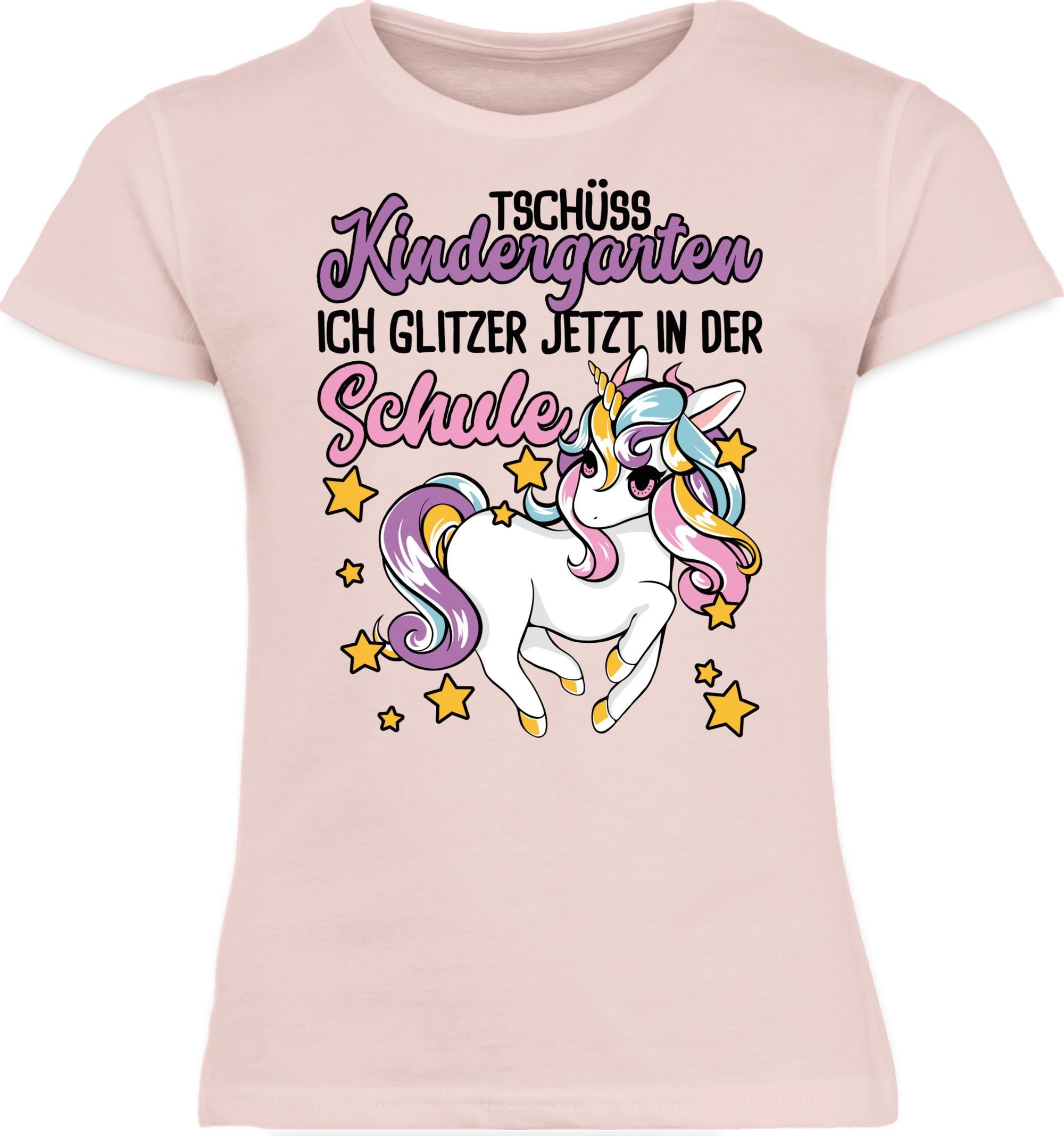 Shirtracer T-Shirt Kindergarten glitzer in der Schule Einschulung Mädchen