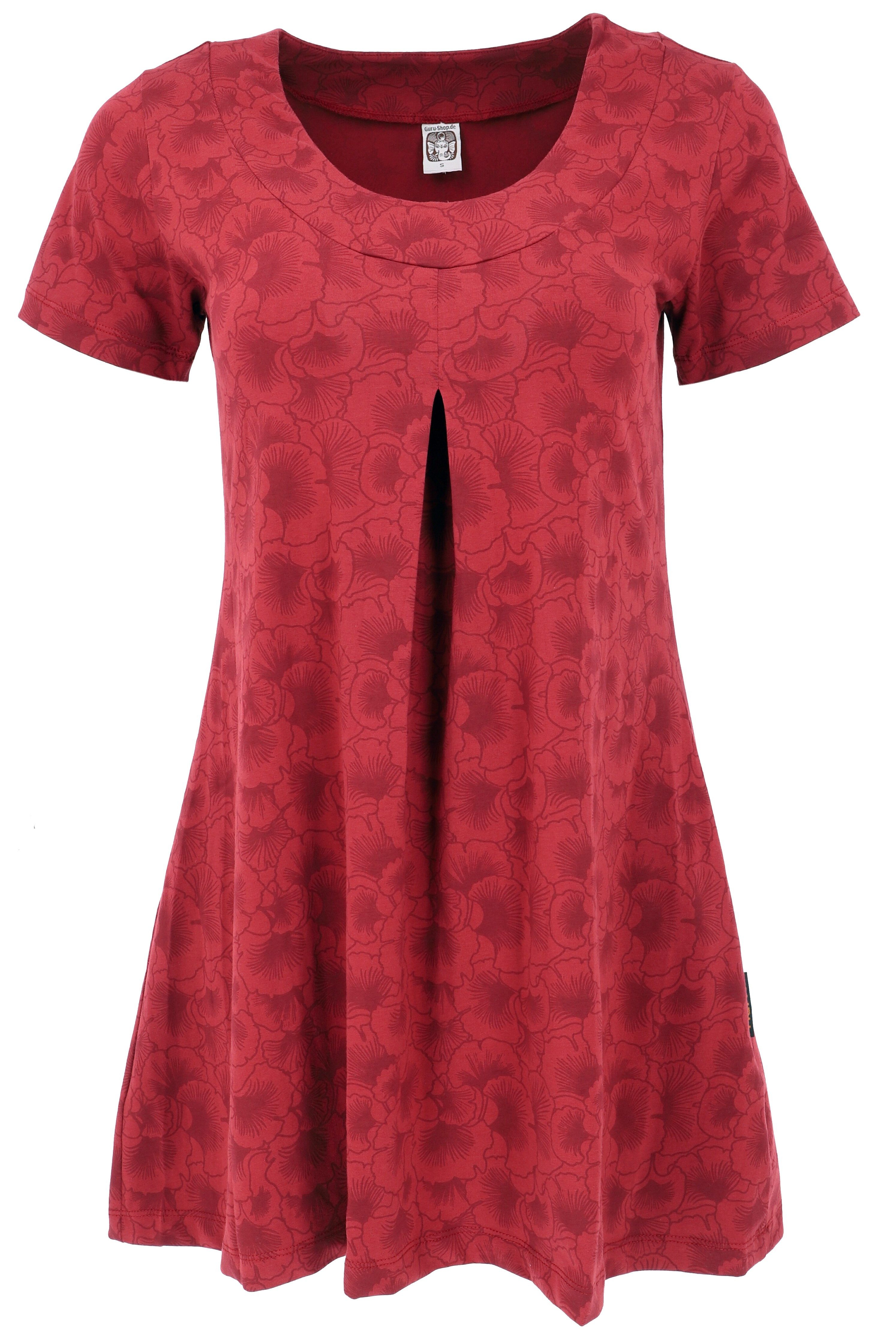 Guru-Shop Midikleid Minikleid mit aus Bio-Baumwolle - rot alternative Bekleidung