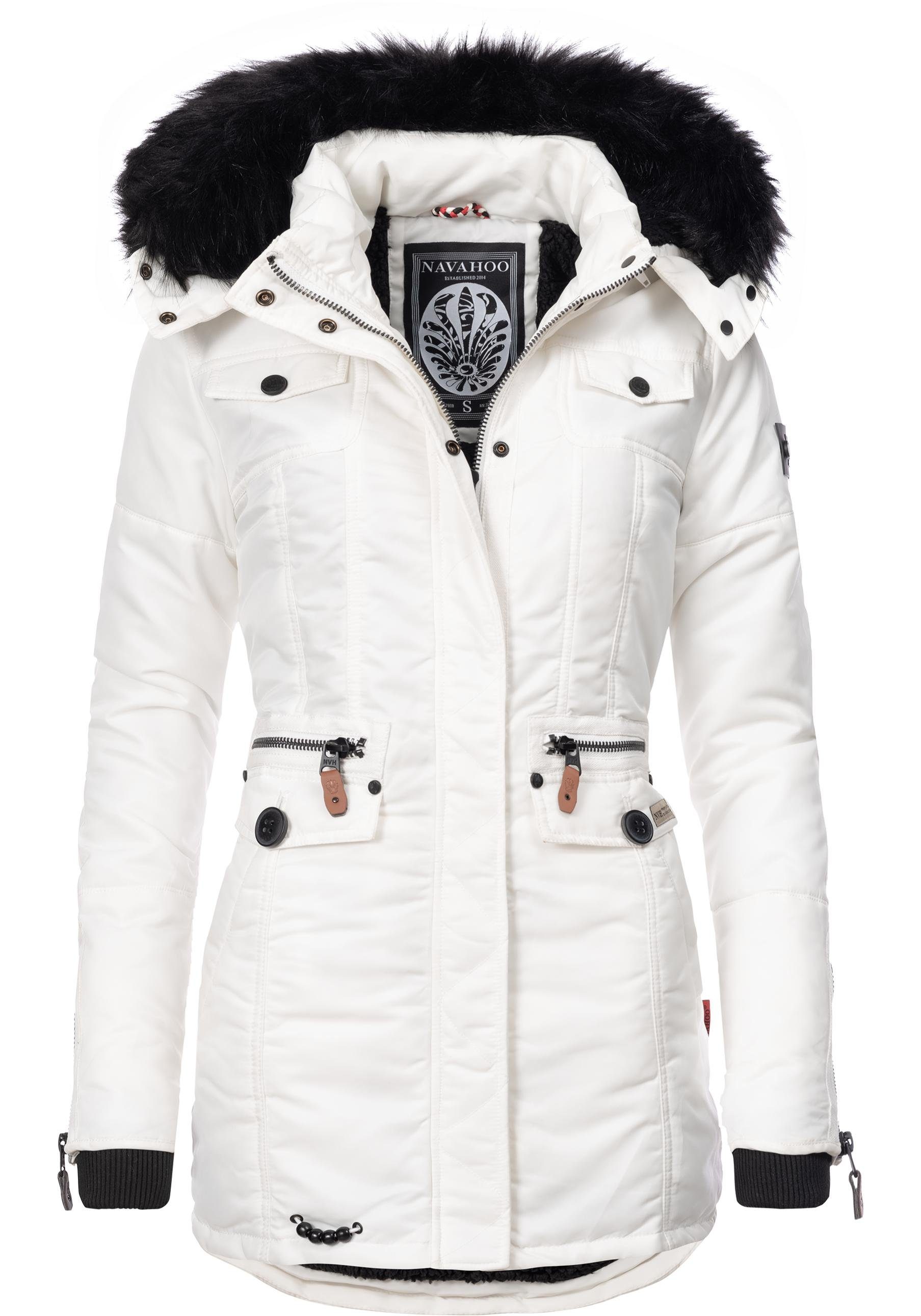 warmer innen Winterparka Teddyfutter Navahoo Kunstfell Winterjacke Kunstfellkapuze, mit und Steppmantel abnehmbarem Schätzchen mit