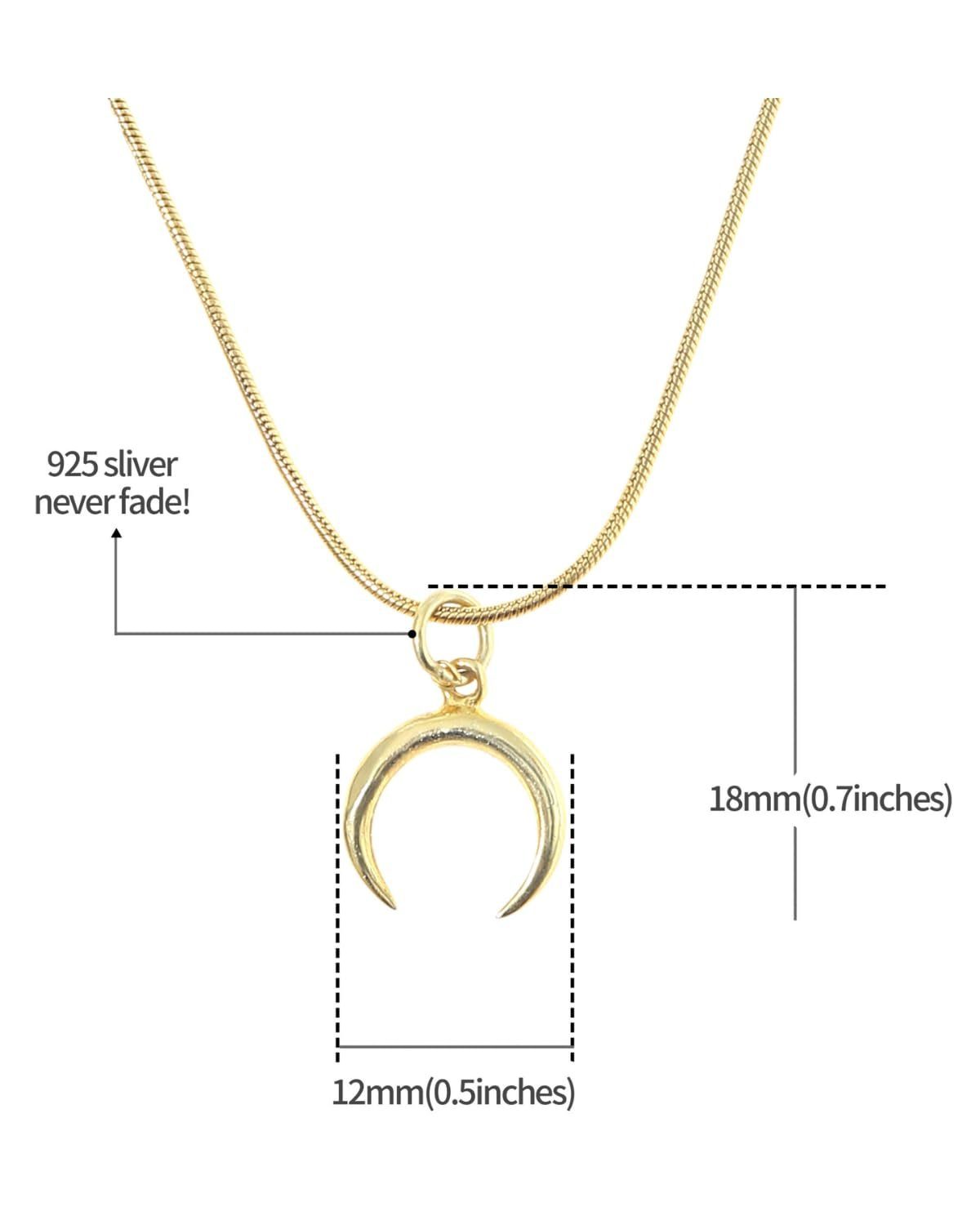 Made by Nami Kette mit Anhänger 925 Sterling Silber filigrane Halskette Silber oder Gold Mond, für Frauen & Mädchen Geschenk-Idee inkl. Geschenkbox – Bild 4 von 5