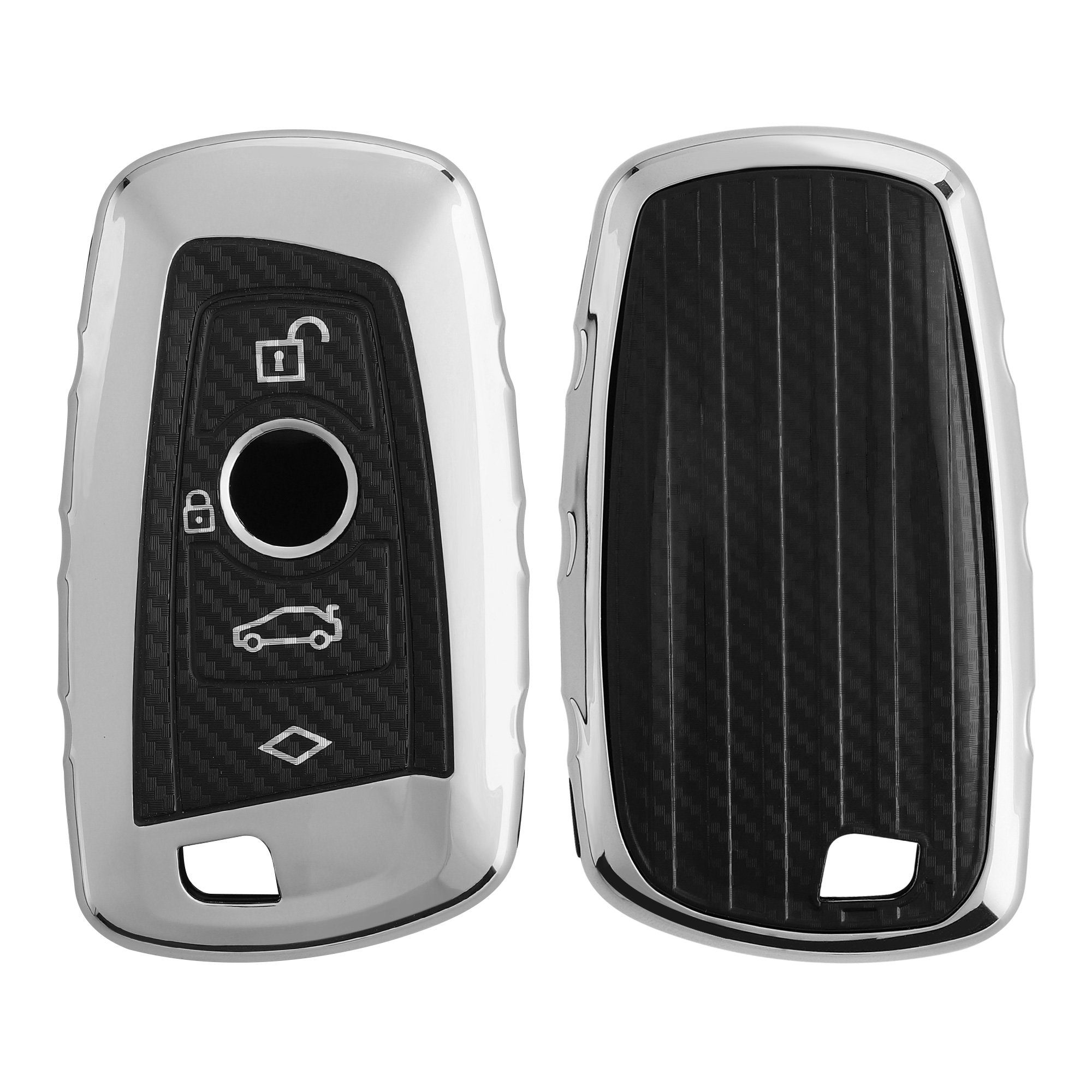 kwmobile Schlüsseltasche Funk Keyless BMW Autoschlüssel Cover Hülle Autoschlüssel 3-Tasten für TPU Schlüsselhülle Go), (nur