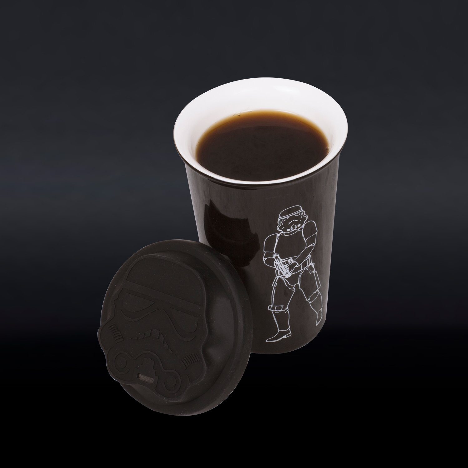 Thumbs Up Coffee-to-go-Becher Original Stormtrooper - Keramikbecher mit Silikondeckel (schwarz), Keramik