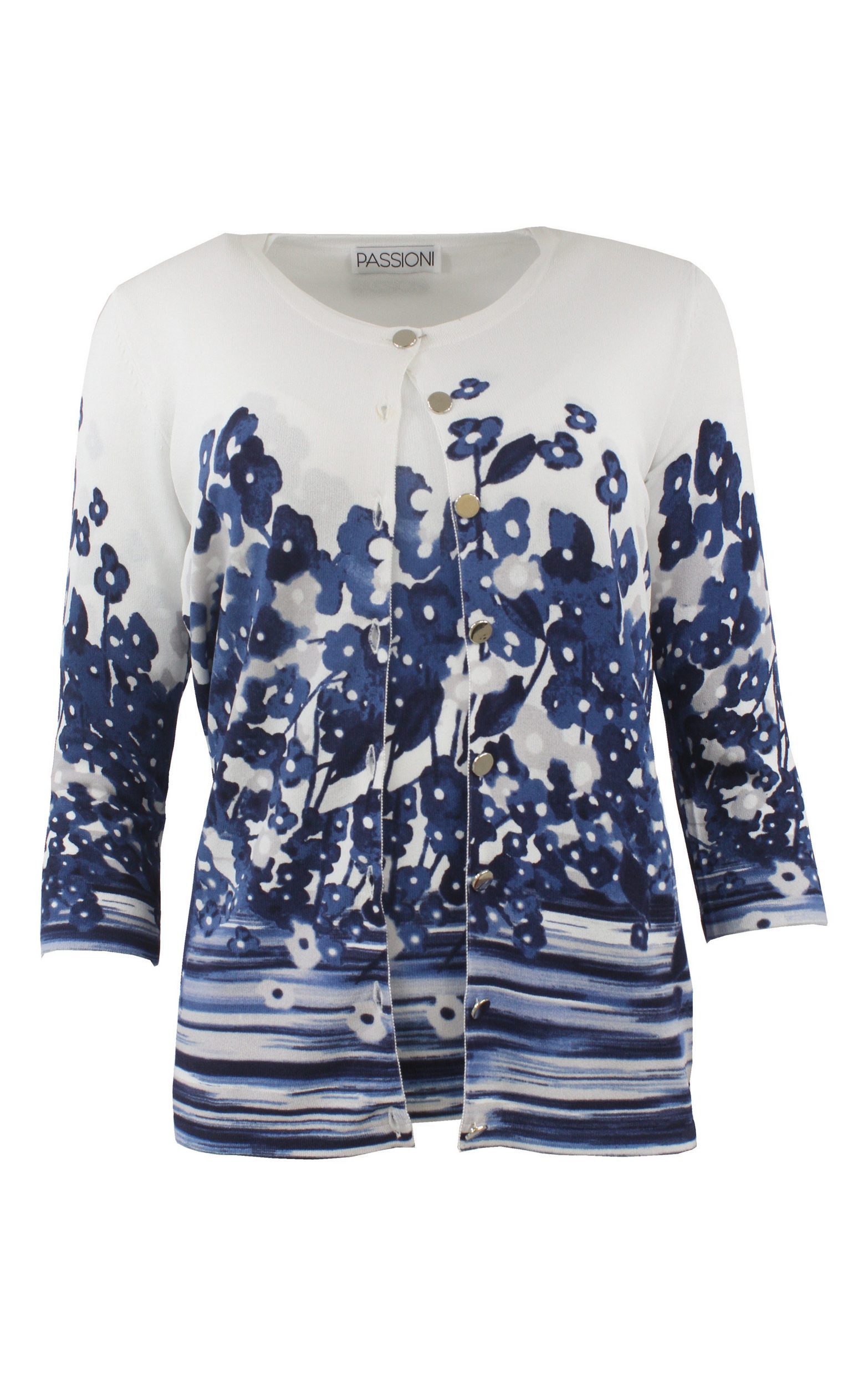 Passioni 2-in-1-Strickjacke Twinset mit Aquarell-Blumen