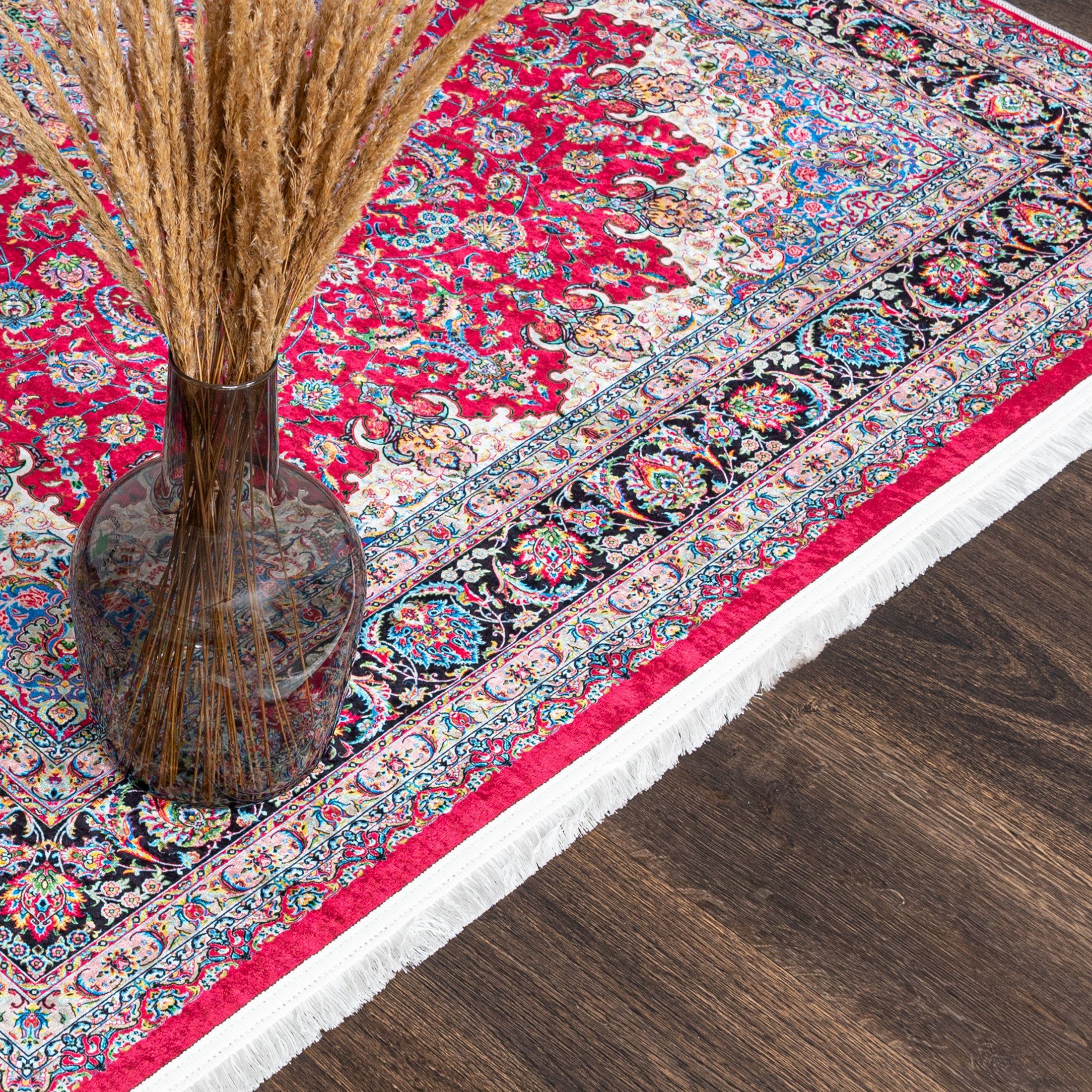Mazovia Orientteppich Orientalisch Vintage Teppich Traditioneller Orient Teppich, 80 x 150 cm, Kurflor, Waschbar in Waschmaschine, Höhe 5 mm, Rutschfest