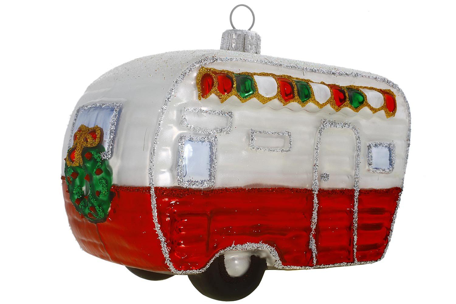 Weihnachtskontor / - Hamburger Christbaumschmuck handdekoriert Wohnwagen, - Camper mundgeblasen Dekohänger