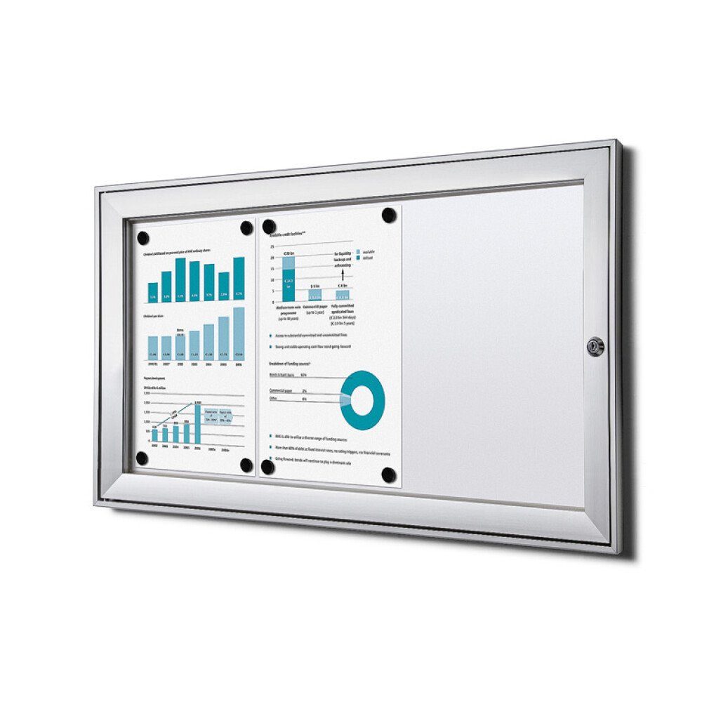 Hängevitrine für Innen und Außen SCS - 3x DIN A4 - B1 geprüft - Aluminium - Silber