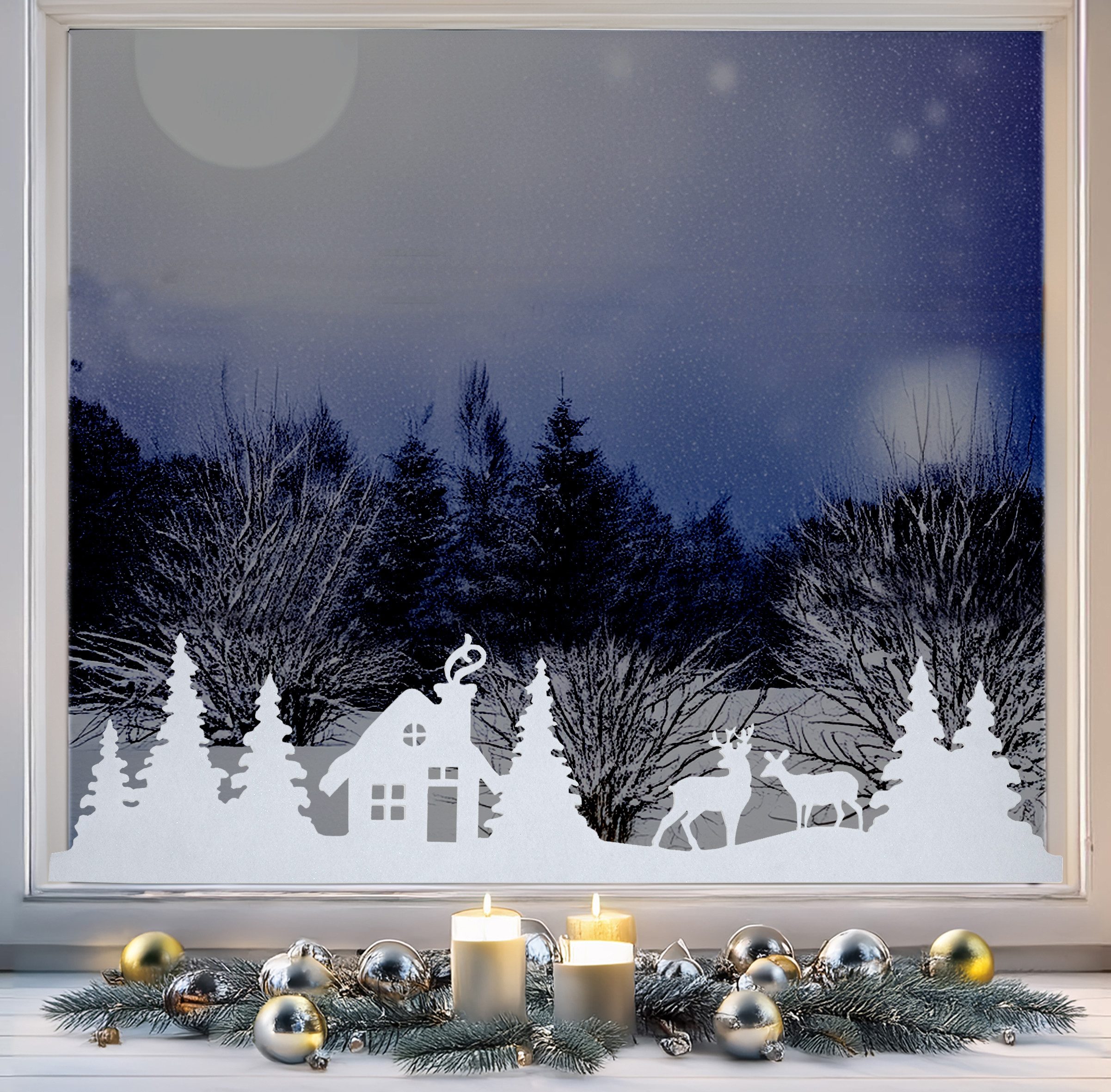 Spetebo Fensterbild Winterlandschaft aus Filz 2er Set, inklusive Klebestreifen – Bild 4 von 4
