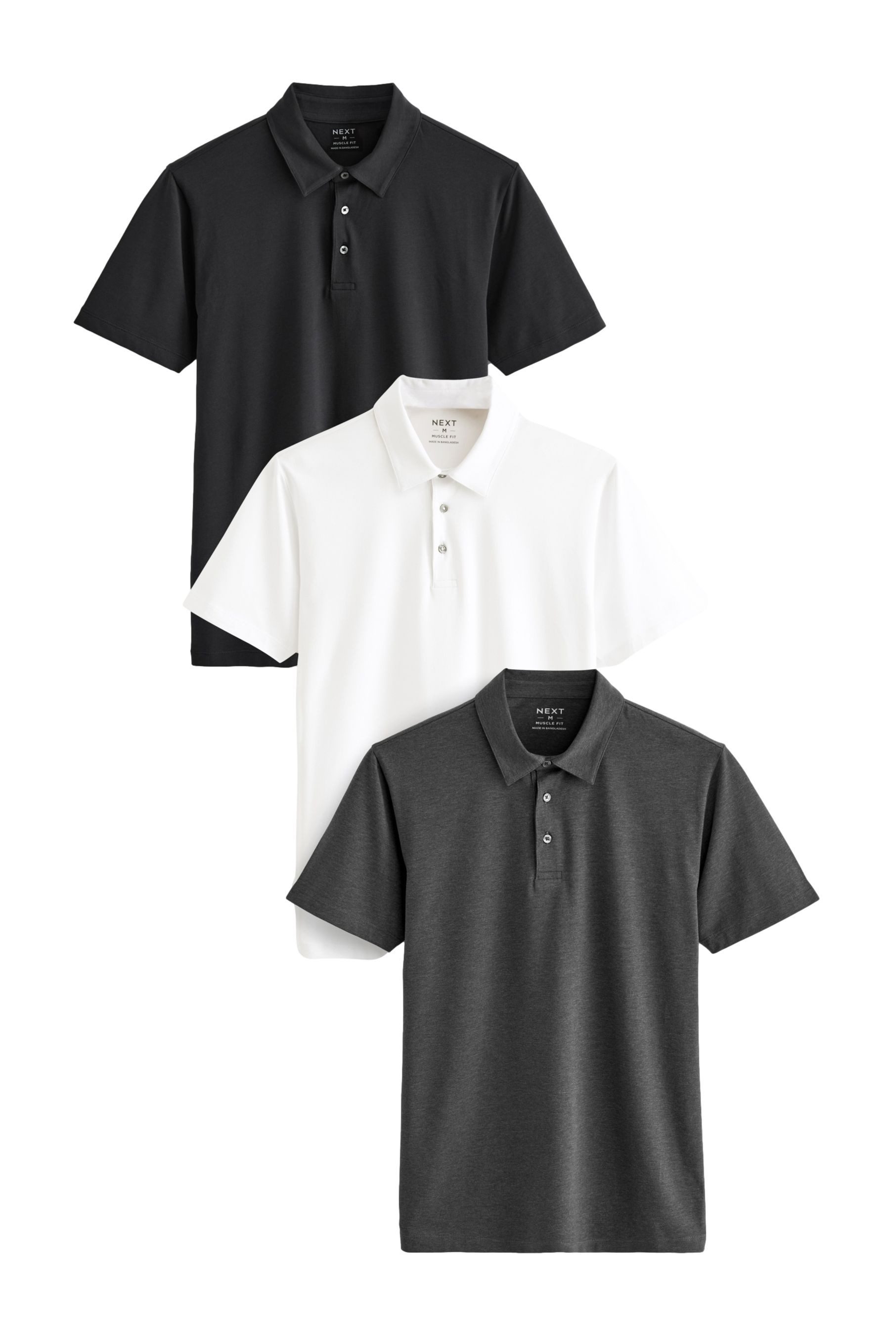 Next Poloshirt 3er-Pack Kurzarm-Poloshirts aus Jersey, günstig online kaufen