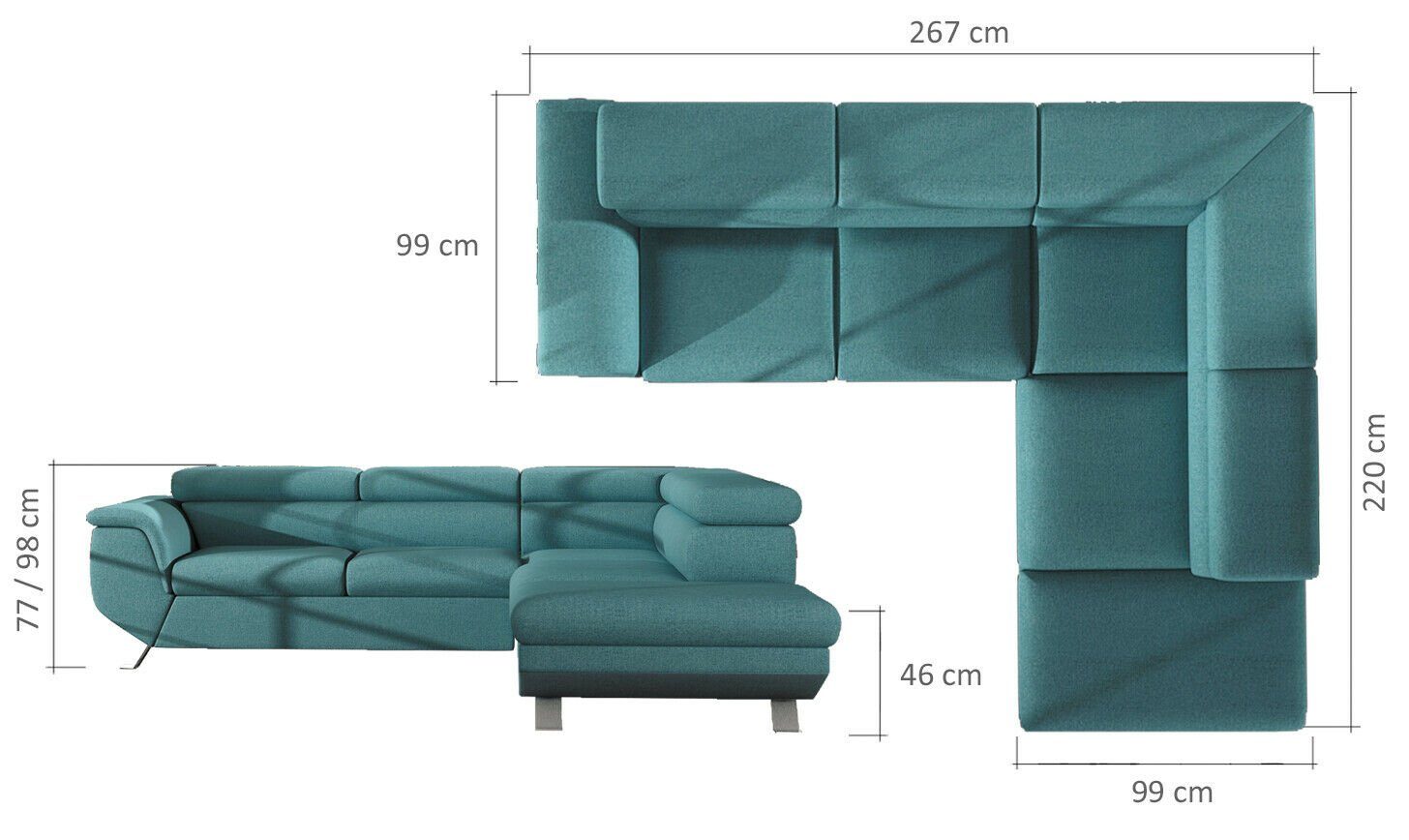 Ecksofa, Designer Textil Grün Sofa Design Ecksofa Wohnlandschaft Polster Couch JVmoebel