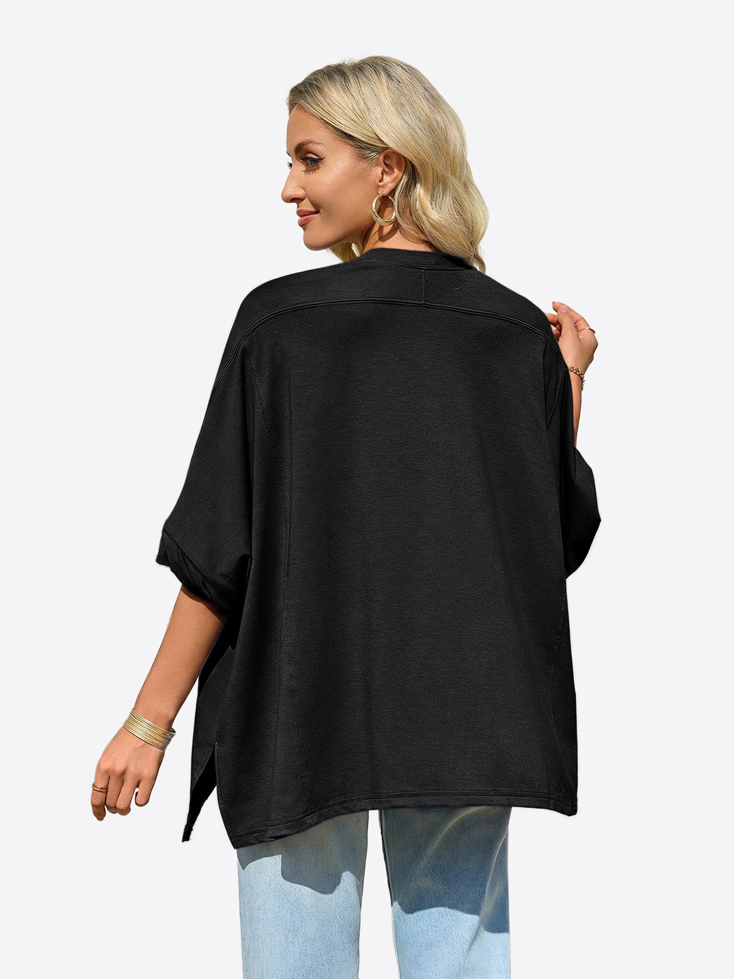 Imily Bela T-Shirt Damen Oversized Top mit Fledermausärmeln (Packung, 1-tlg., 1per-Pack) einfarbig