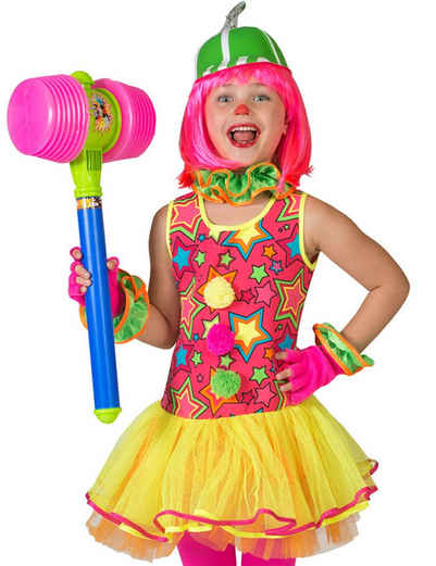 Funny Fashion Clown-Kostüm Clown Kostüm "Miley" für Mädchen in Neonfarben, Zirkus Karneval Kinder Verkleidung