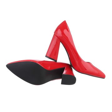 Ital-Design Damen Abendschuhe Elegant High-Heel-Pumps Blockabsatz High Heel Pumps in Rot