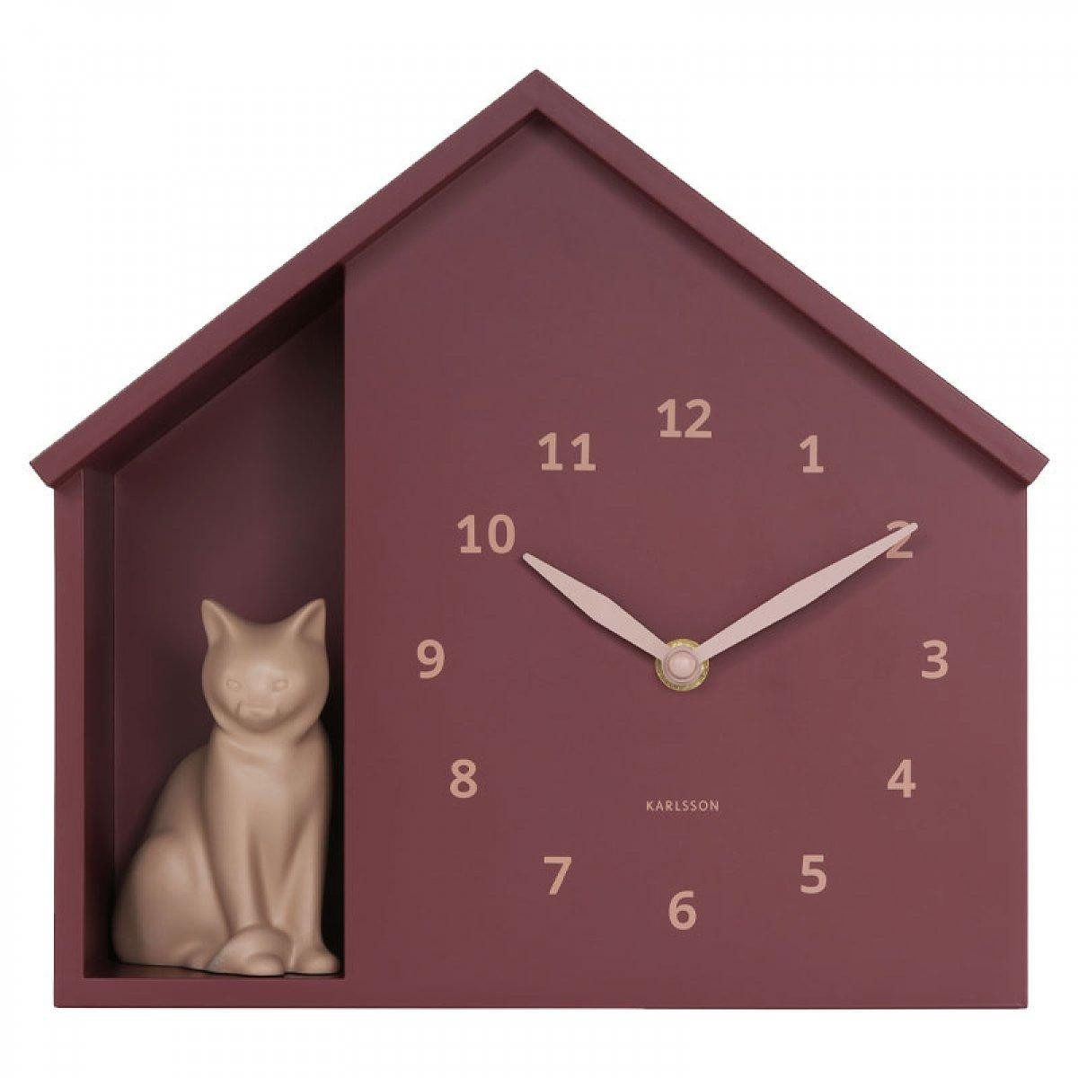 Karlsson Uhr Kuckucksuhr Katze Sitting Cat Burgunder Rot