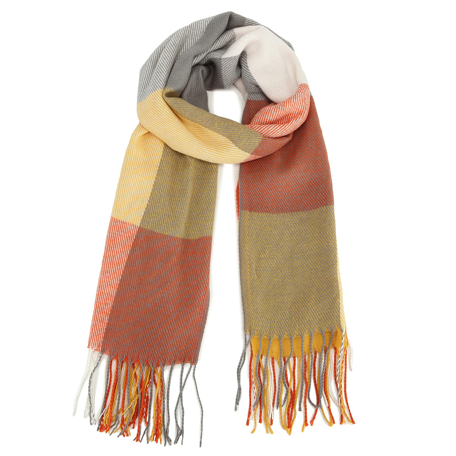 Miss Lulu Modeschal Damen XXL-Pashmina, Übergroßer Karo-Schal mit Fransen