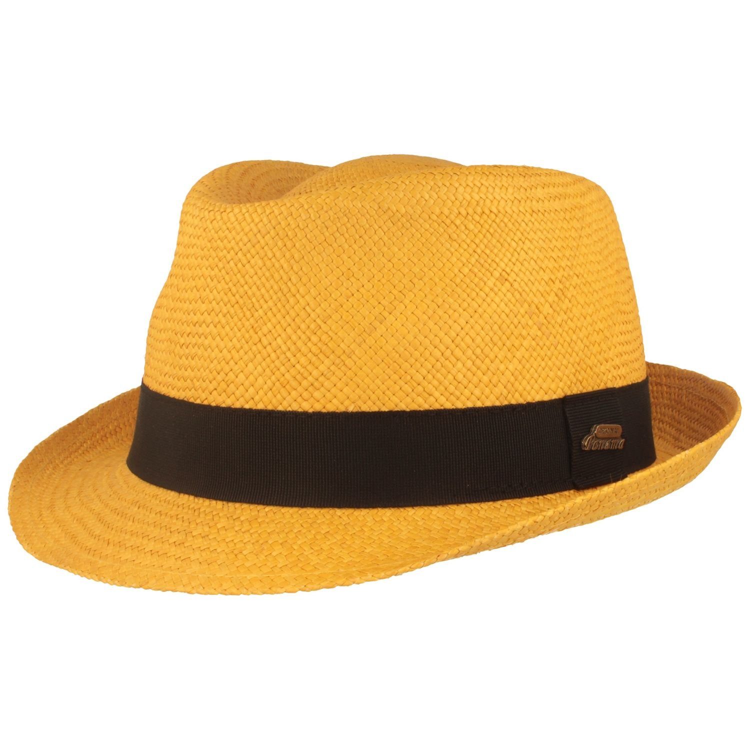 Breiter Strohhut original Panama Hut Trilby mit UV-Schutz 50+ gelb