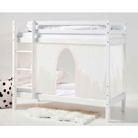 Hoppekids Etagenbett «Winter Wonderland» (Set, 4-St., Bett, Vorhang und zwei Matratzen), 70x160 massiv mit Vorhang & Matratzen