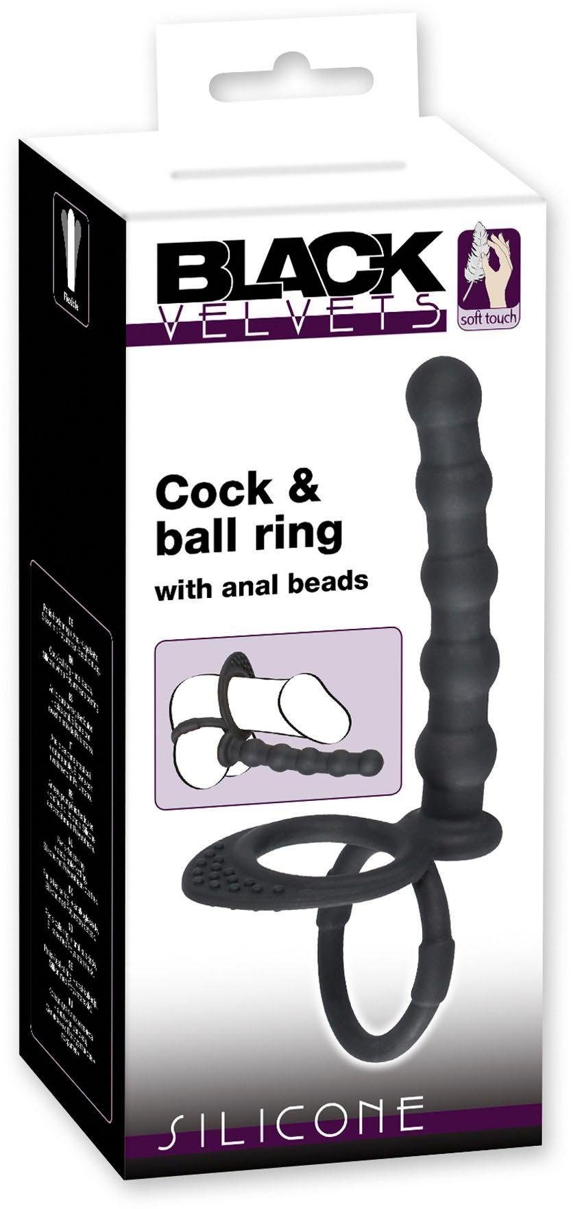 Penis-Hoden-Ring Analdildo mit BLACK Penis-/Hodenring VELVETS
