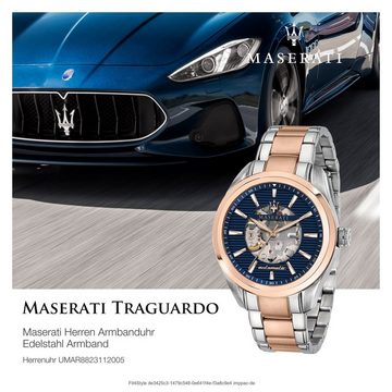 MASERATI Quarzuhr Maserati Herren Uhr TRAGUARDO, Herrenuhr rund, groß (ca. 45mm) Edelstahlarmband, Made-In Italy