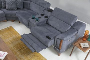 JVmoebel Ecksofa Grau Ecksofa Wohnzimmer Luxus Sofa L-Form Modern Design Möbel, 5 Teile, Made in Europa